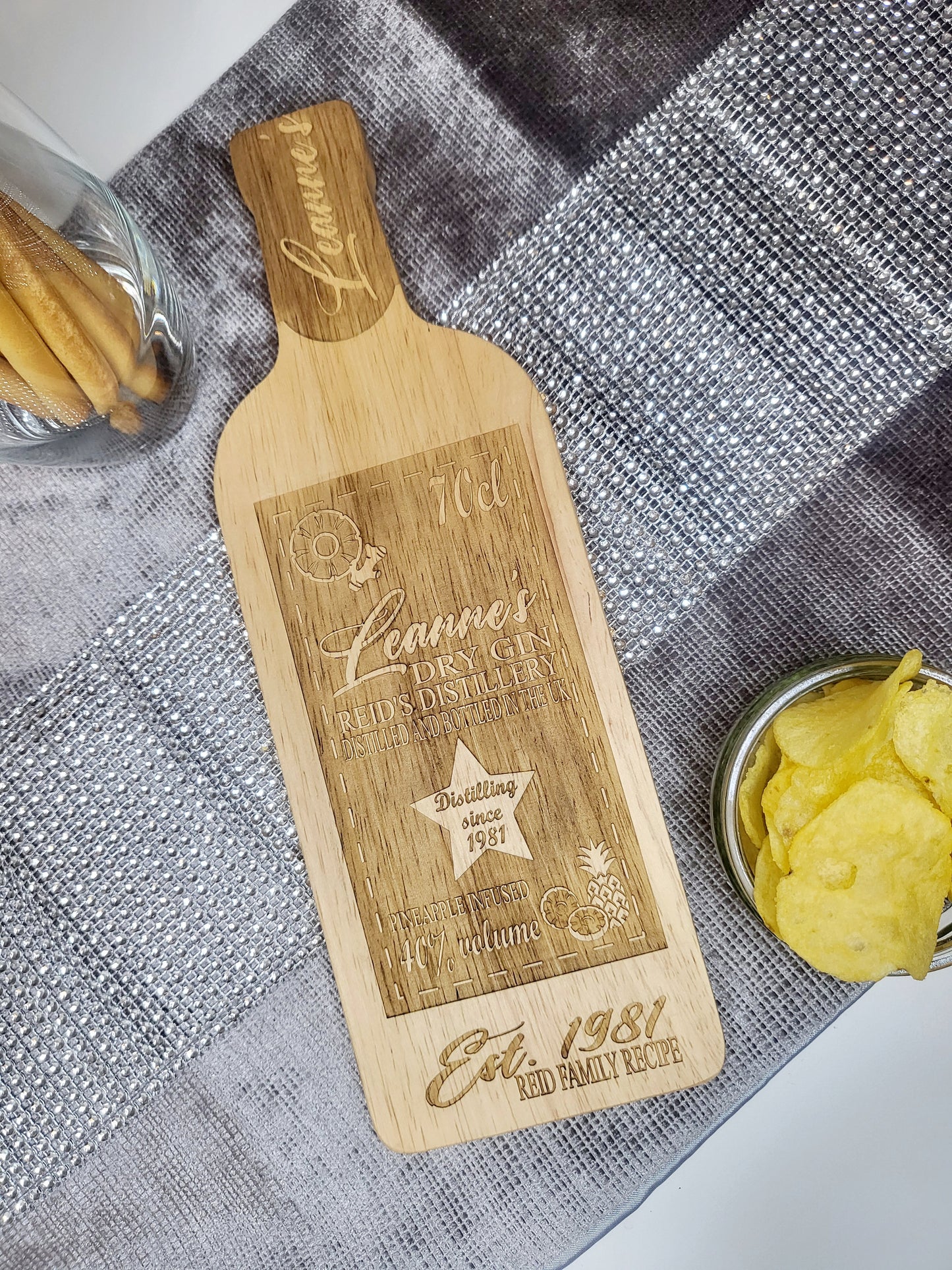 Personalised Gin Bottle Chopping Board