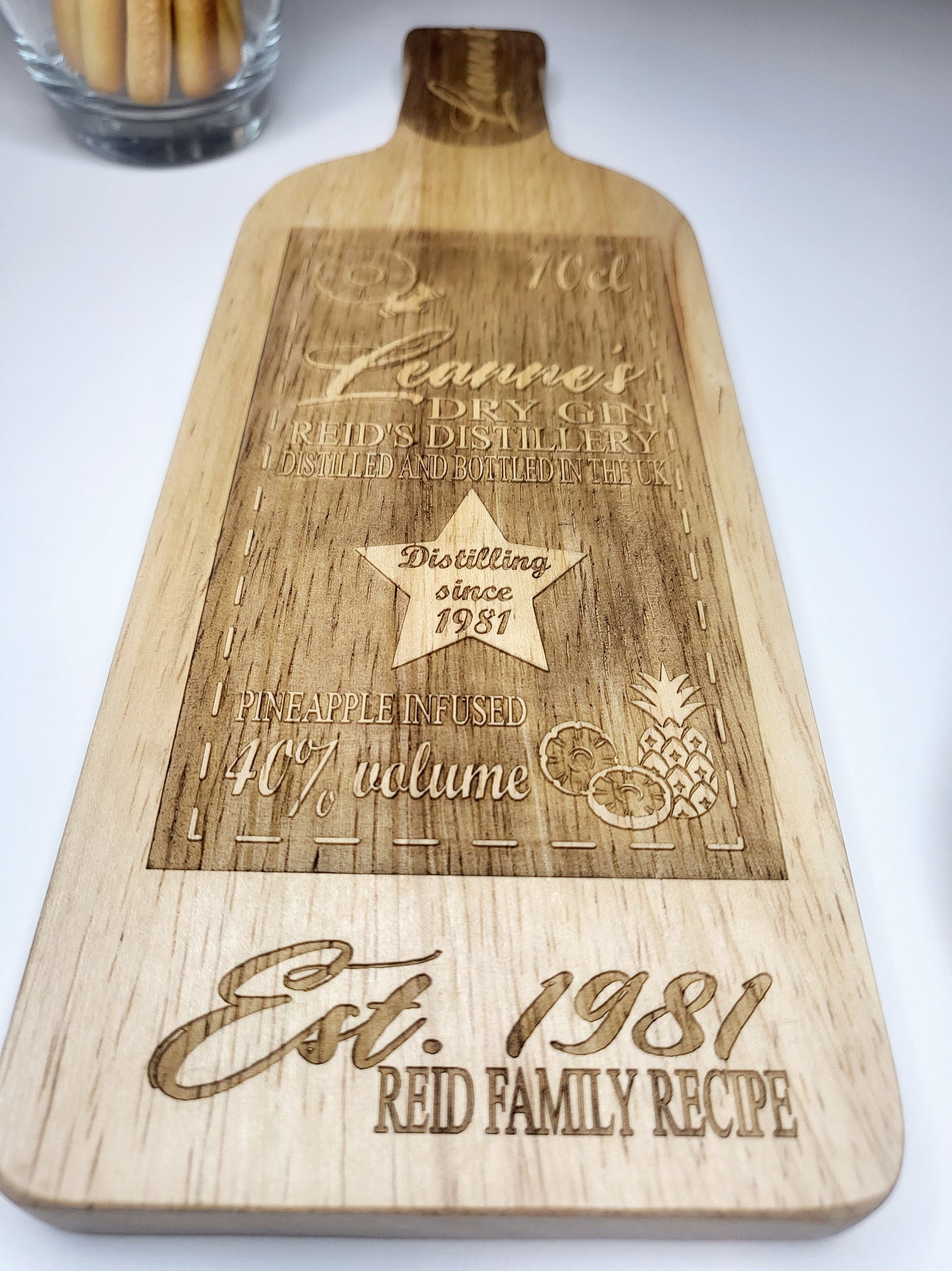 Personalised Gin Bottle Chopping Board