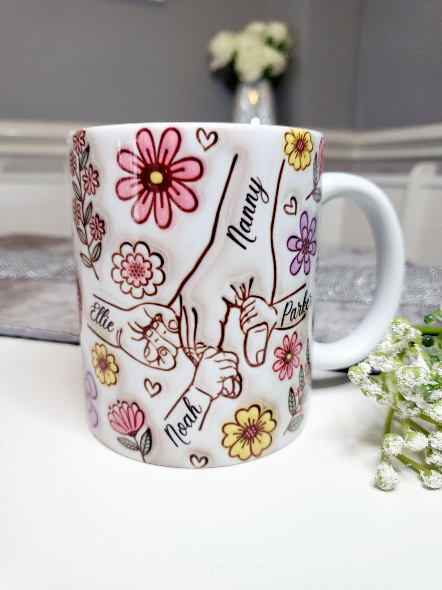 Floral Family Hands Mug