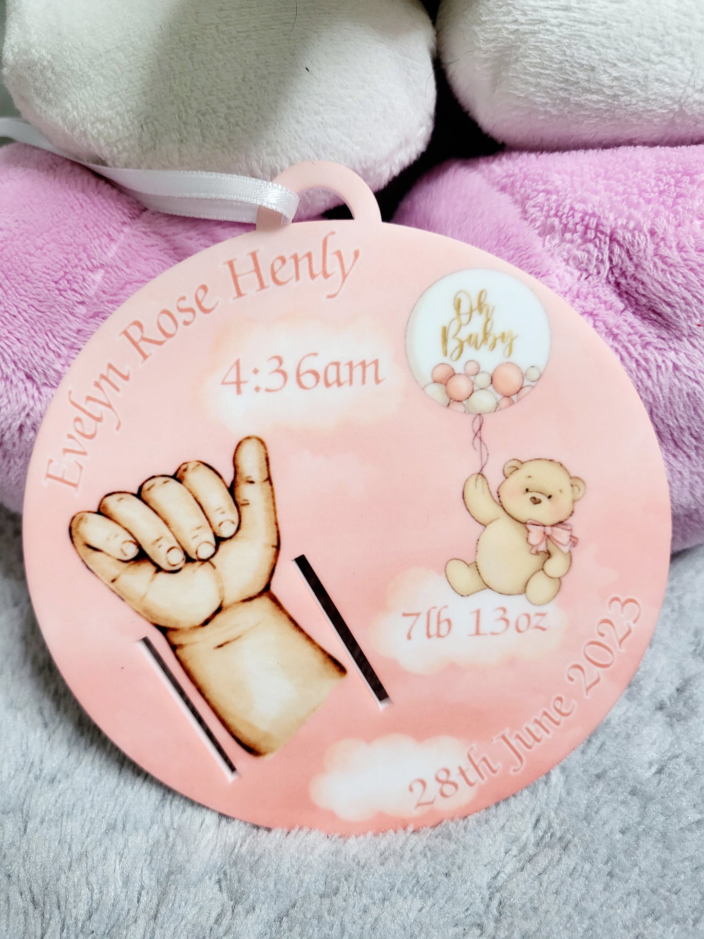 Personalised Baby's Hospital Tag Keepsake - Pink, Blue or Yellow