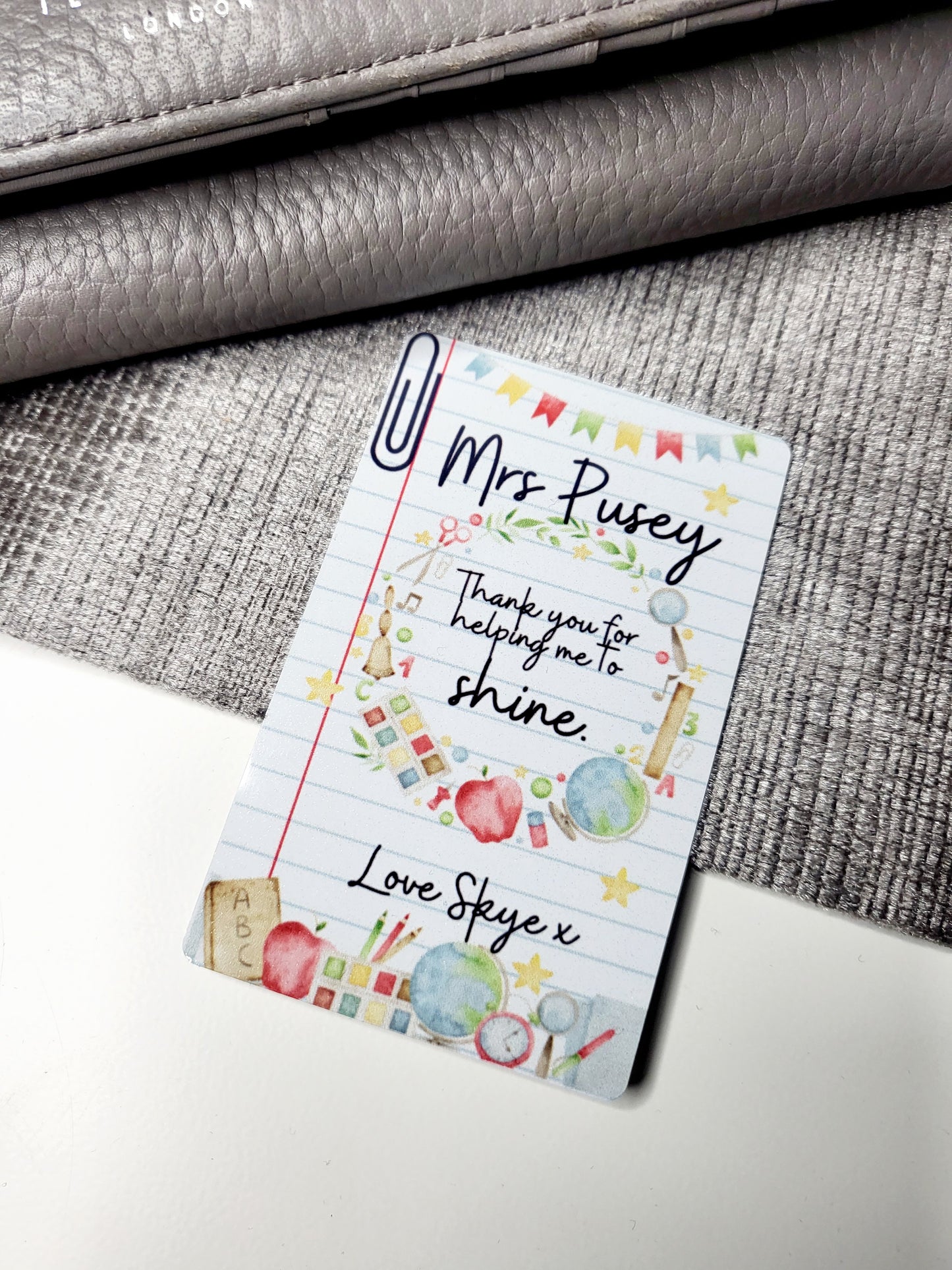 Personalised Teacher's Wallet/Purse Card