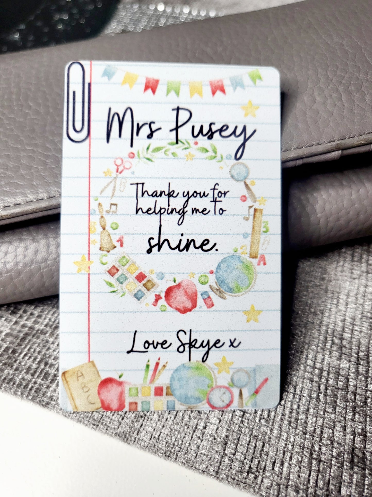 Personalised Teacher's Wallet/Purse Card