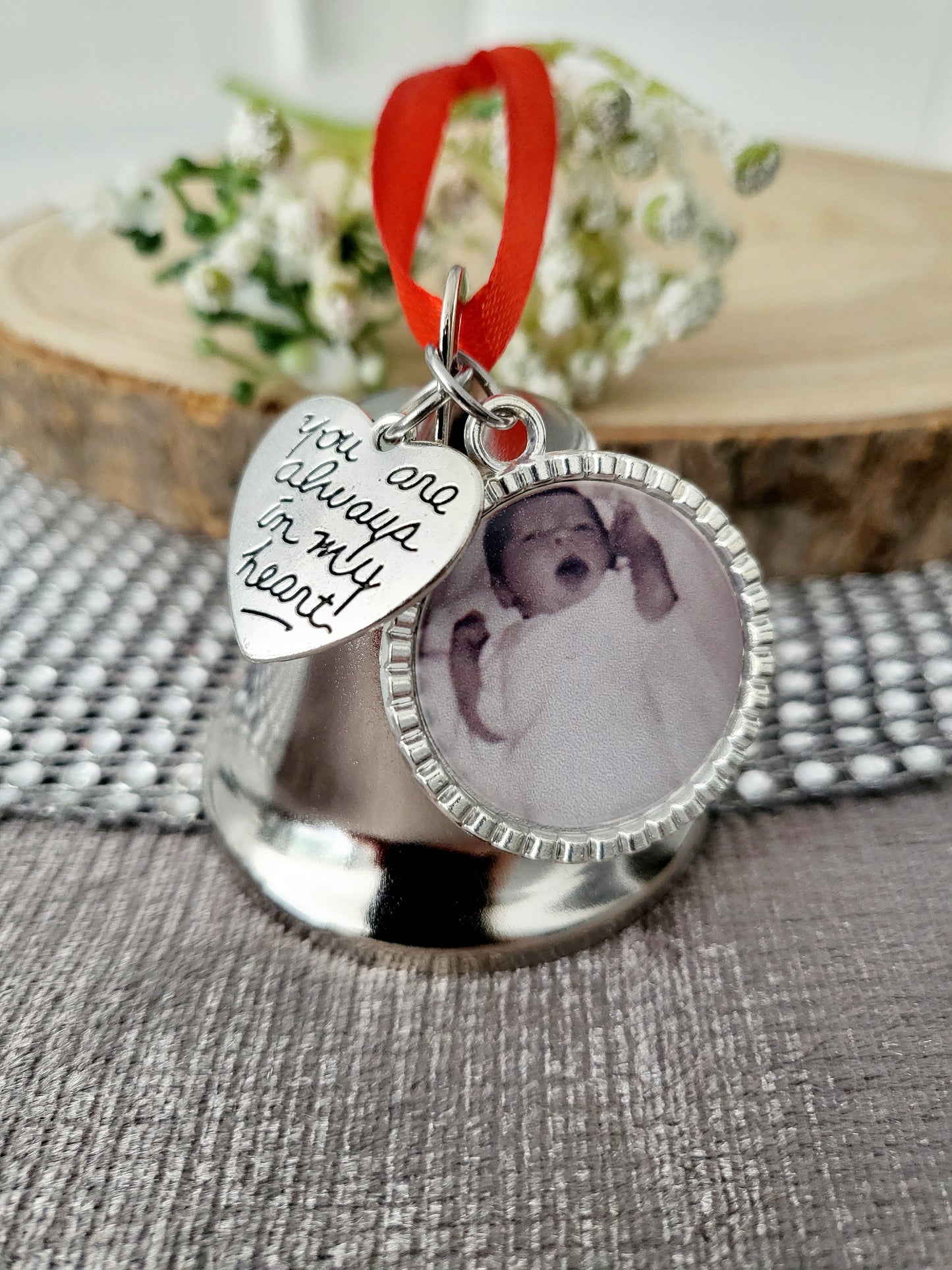 Personalised Christmas Memorial Bell Tree Decoration - Any Photo