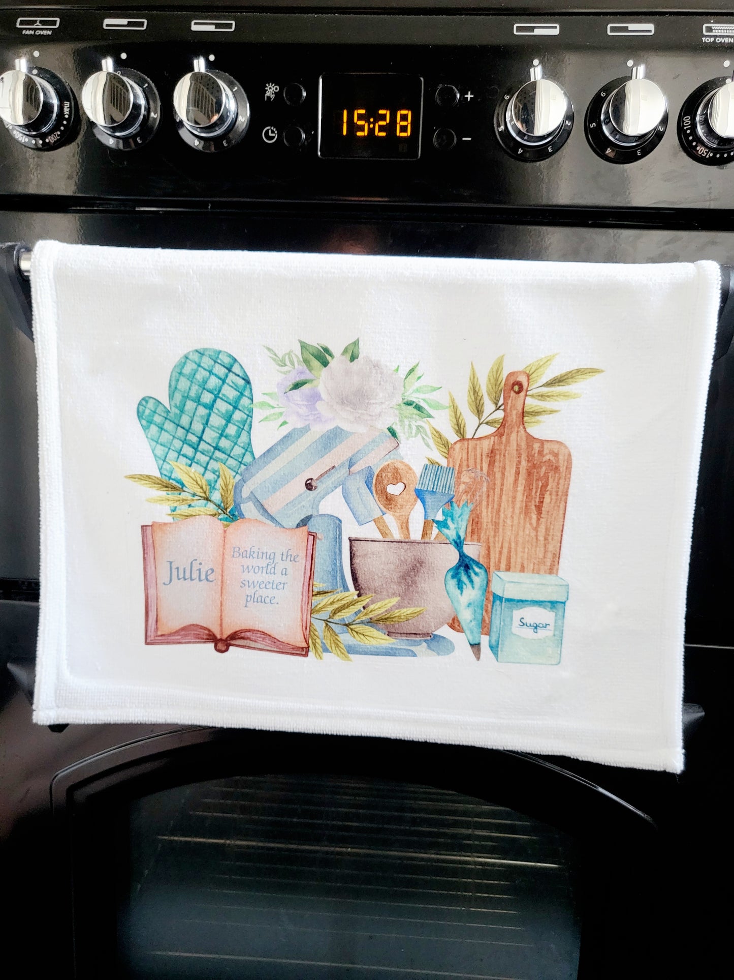 Personalised Baking Tea Towel - Pink or Blue