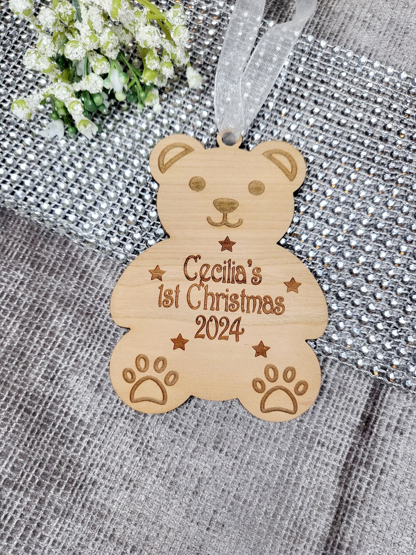 Personalised Baby's 1st Christmas Teddy Bear Decoration