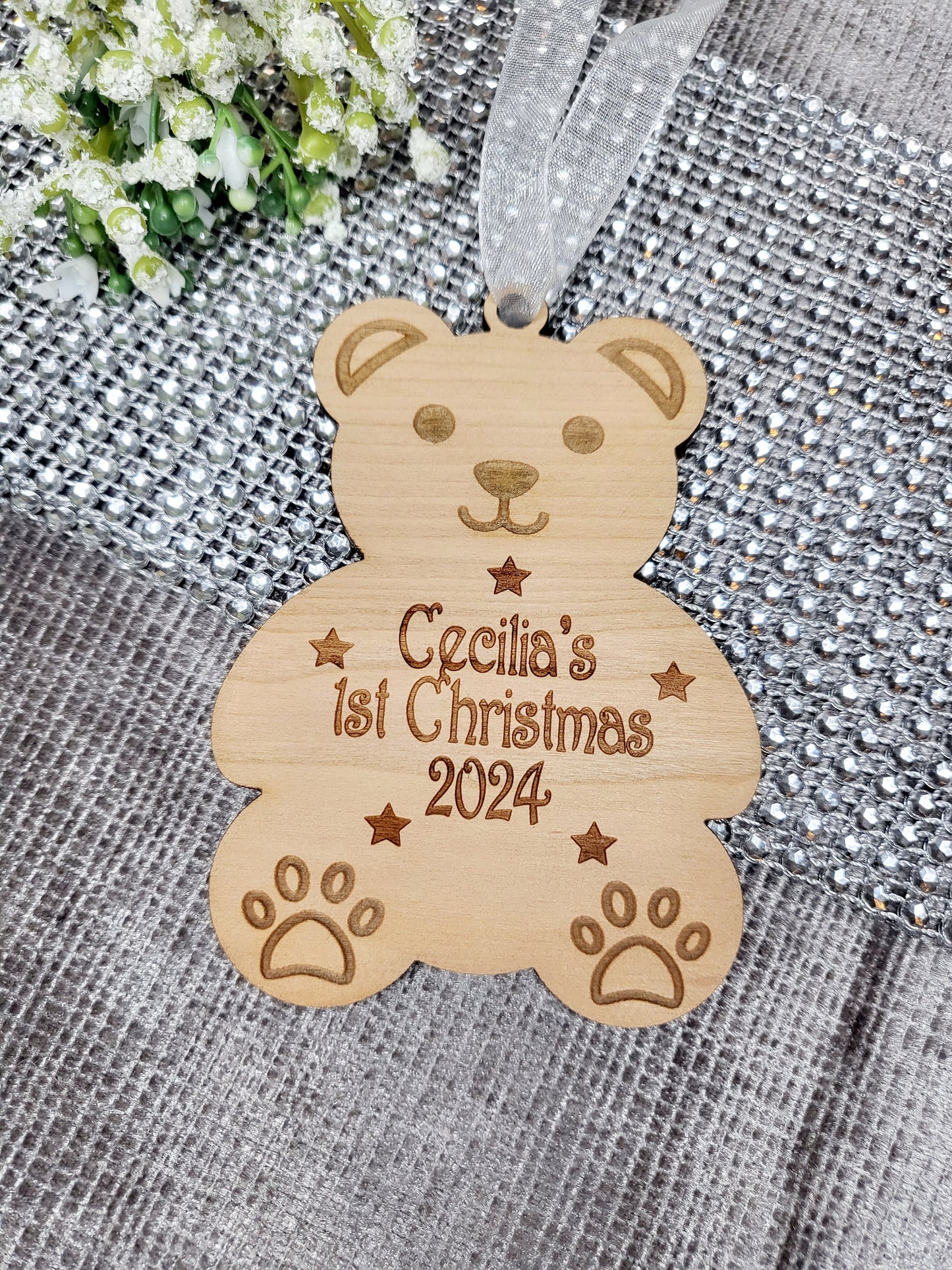 Personalised Baby's 1st Christmas Teddy Bear Decoration