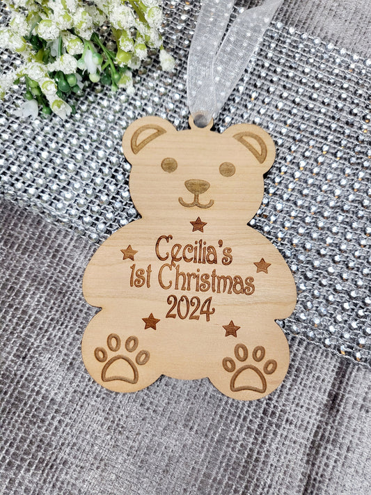 Personalised Baby's 1st Christmas Teddy Bear Decoration