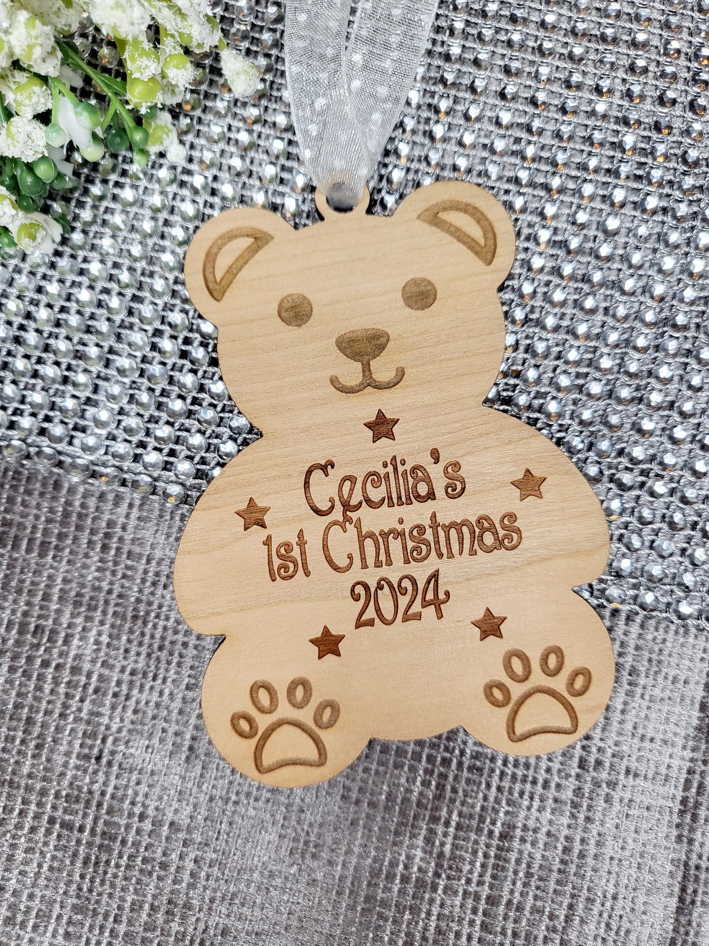 Personalised Baby's 1st Christmas Teddy Bear Decoration