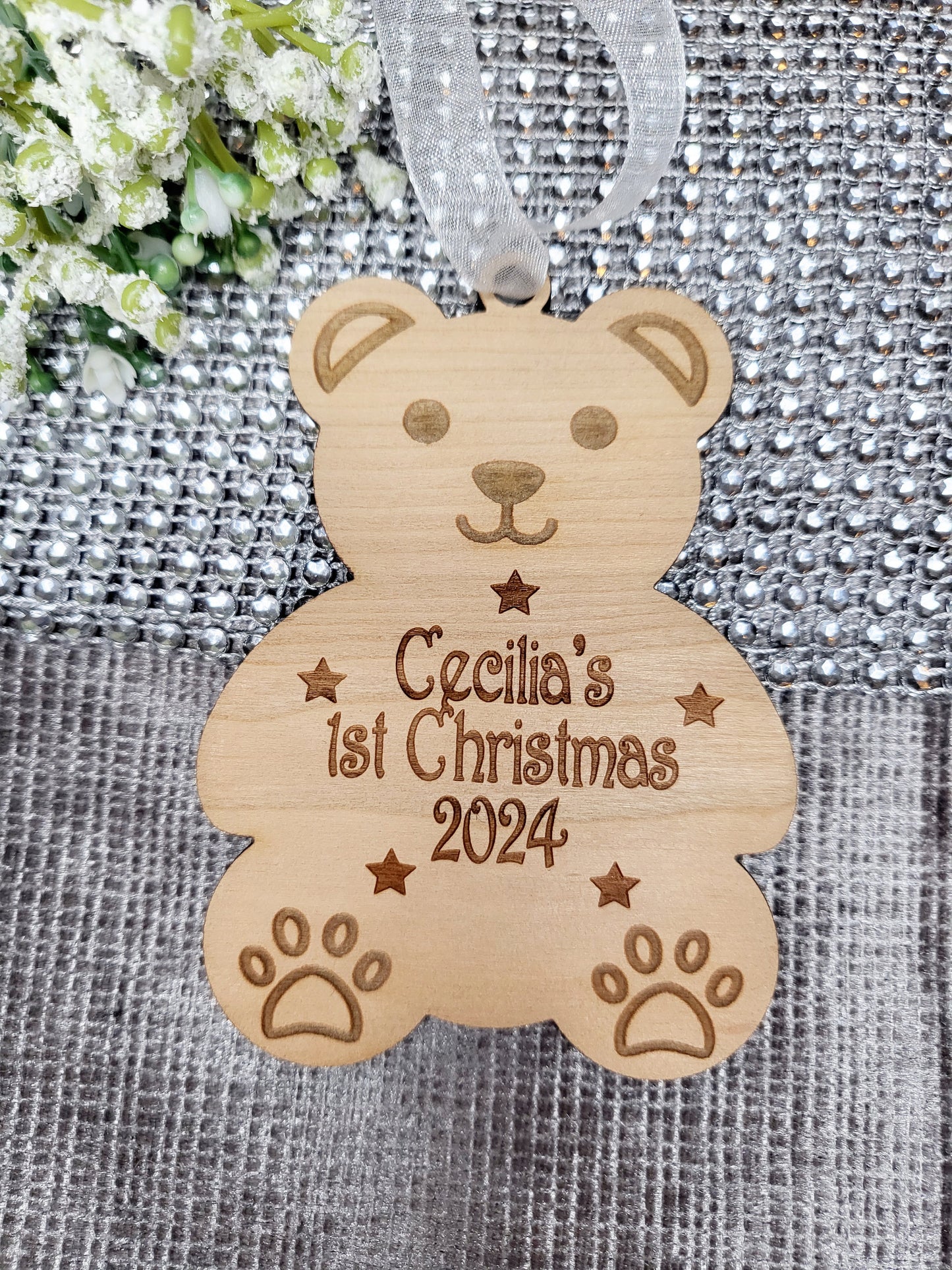 Personalised Baby's 1st Christmas Teddy Bear Decoration