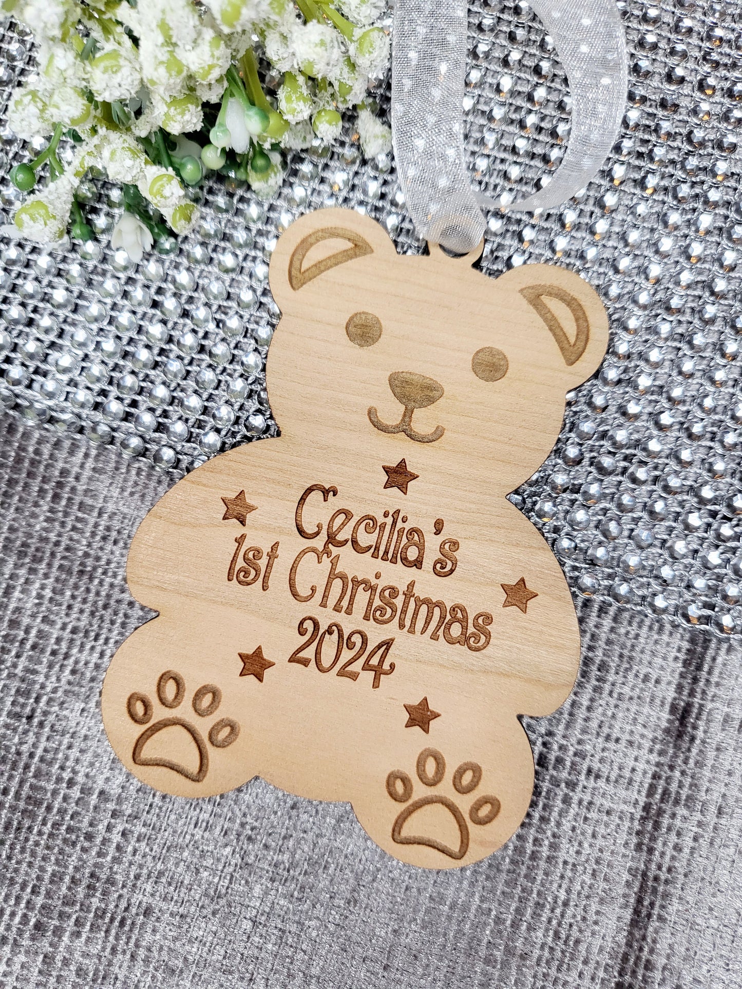 Personalised Baby's 1st Christmas Teddy Bear Decoration