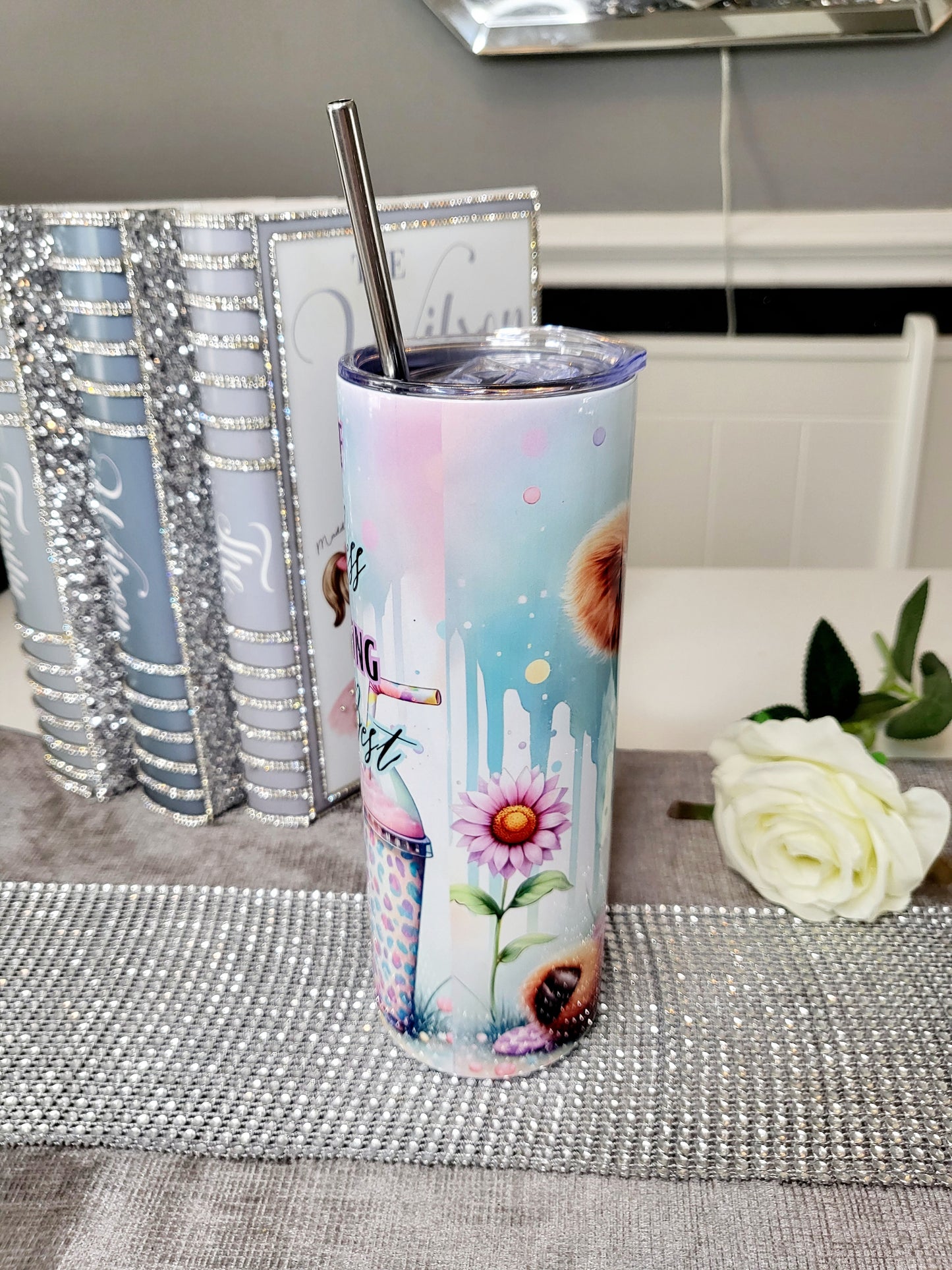 Highland Cow 20oz Skinny Tumbler with Straw - "Bit of a Mess"