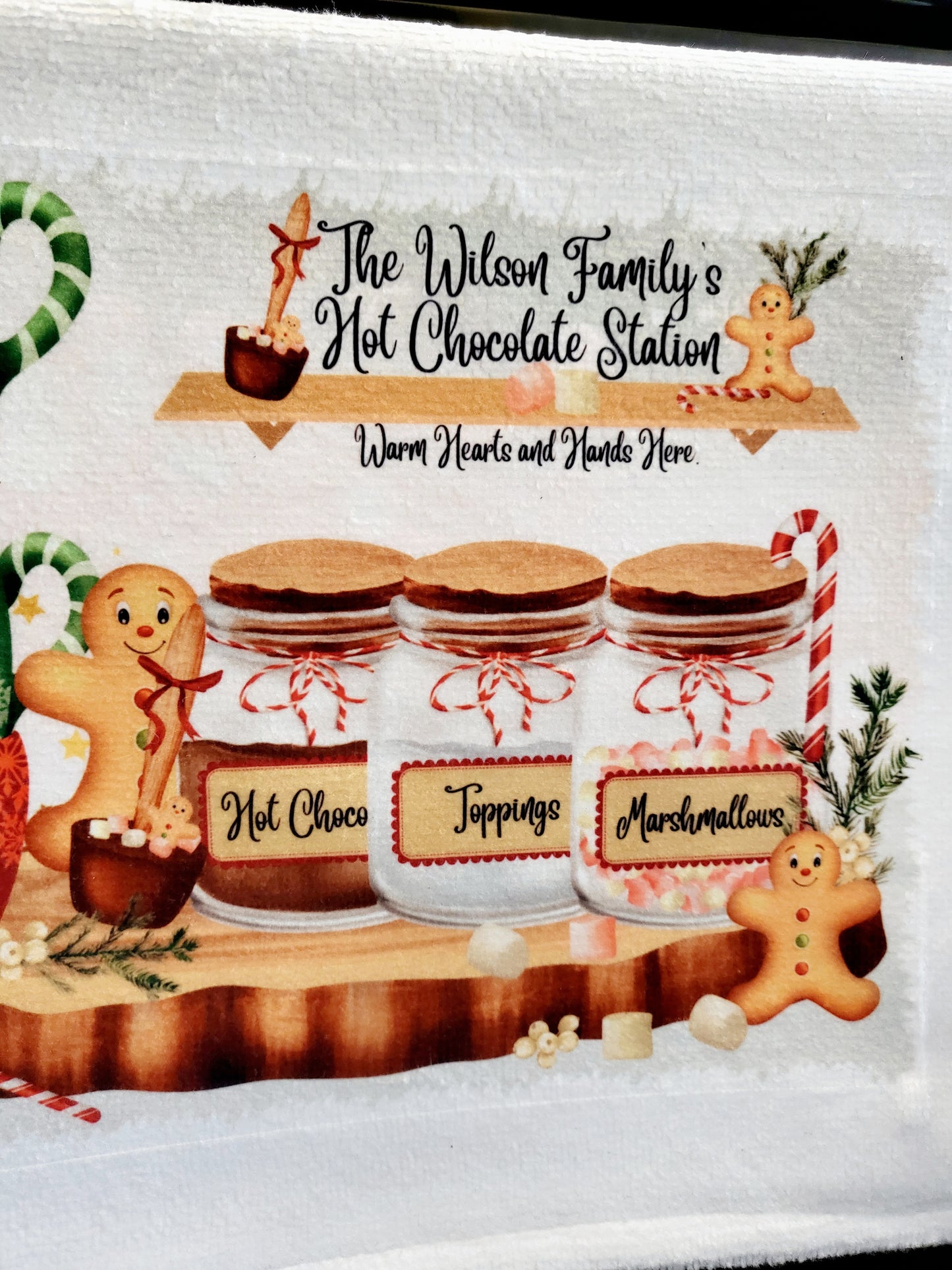 Personalised Hot Chocolate Station Tea Towel