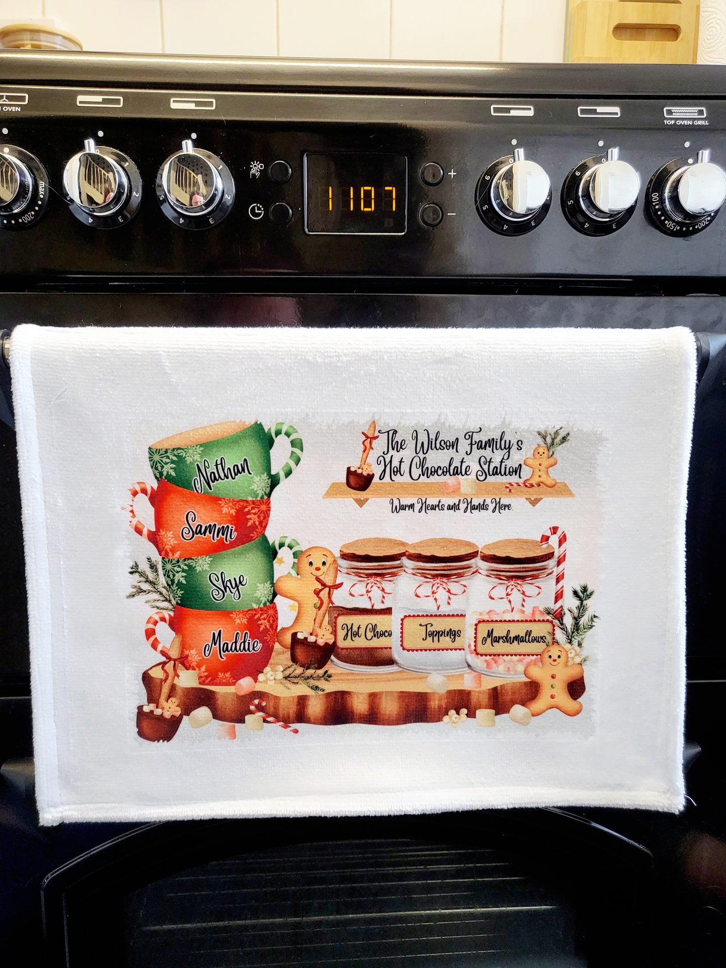 Personalised Hot Chocolate Station Tea Towel