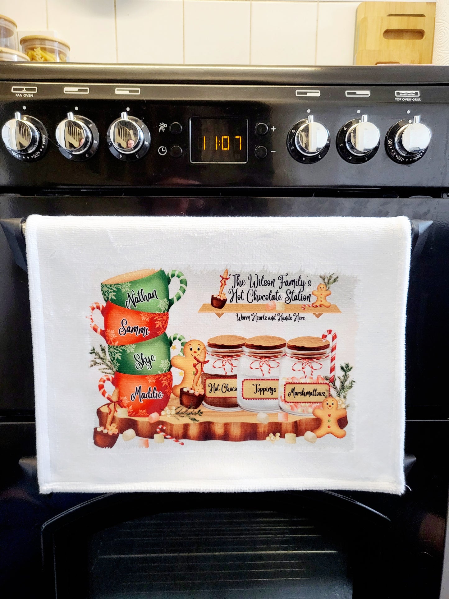 Personalised Hot Chocolate Station Tea Towel