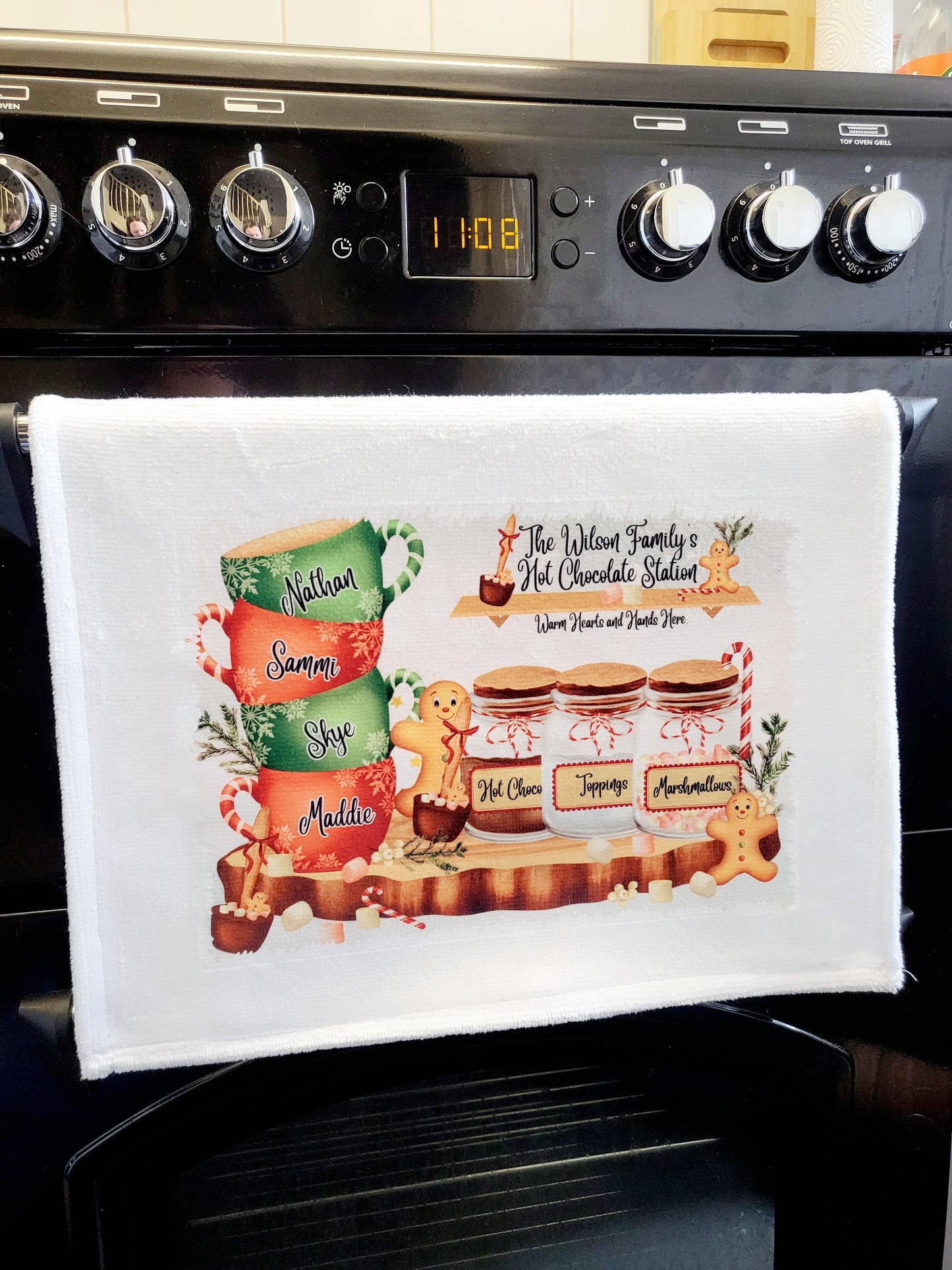 Personalised Hot Chocolate Station Tea Towel