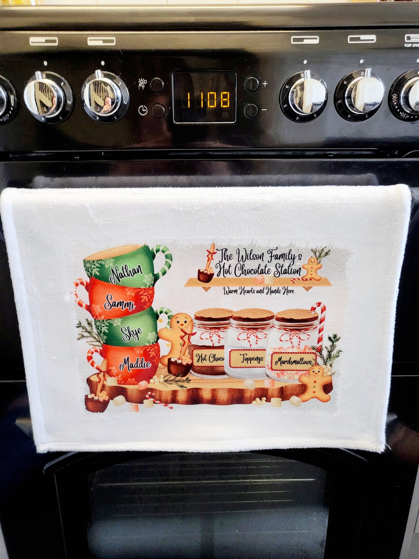 Personalised Hot Chocolate Station Tea Towel