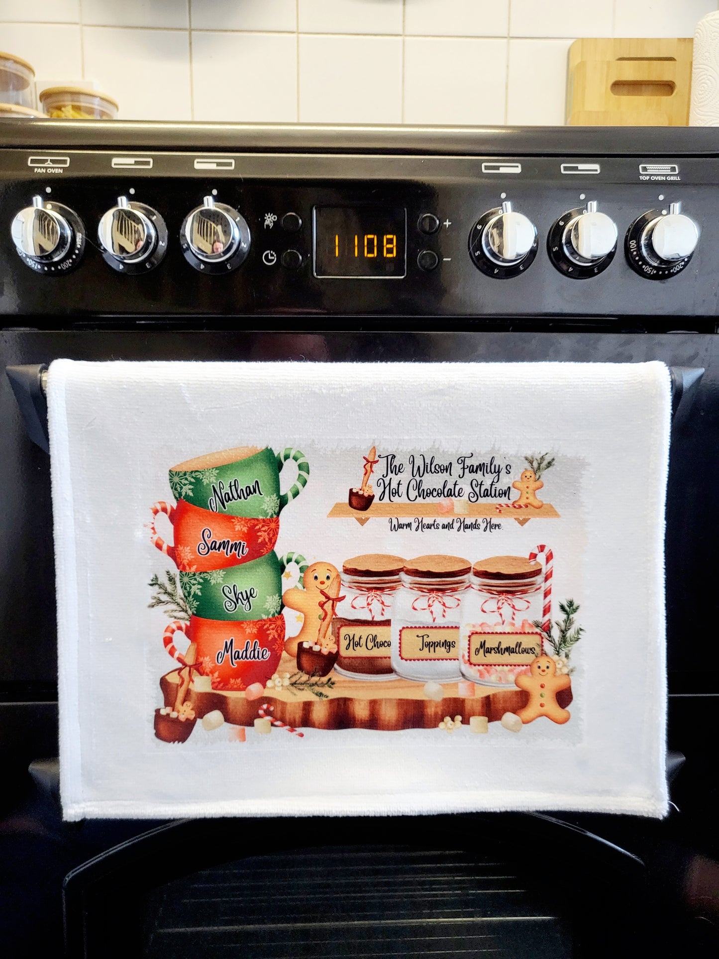 Personalised Hot Chocolate Station Tea Towel