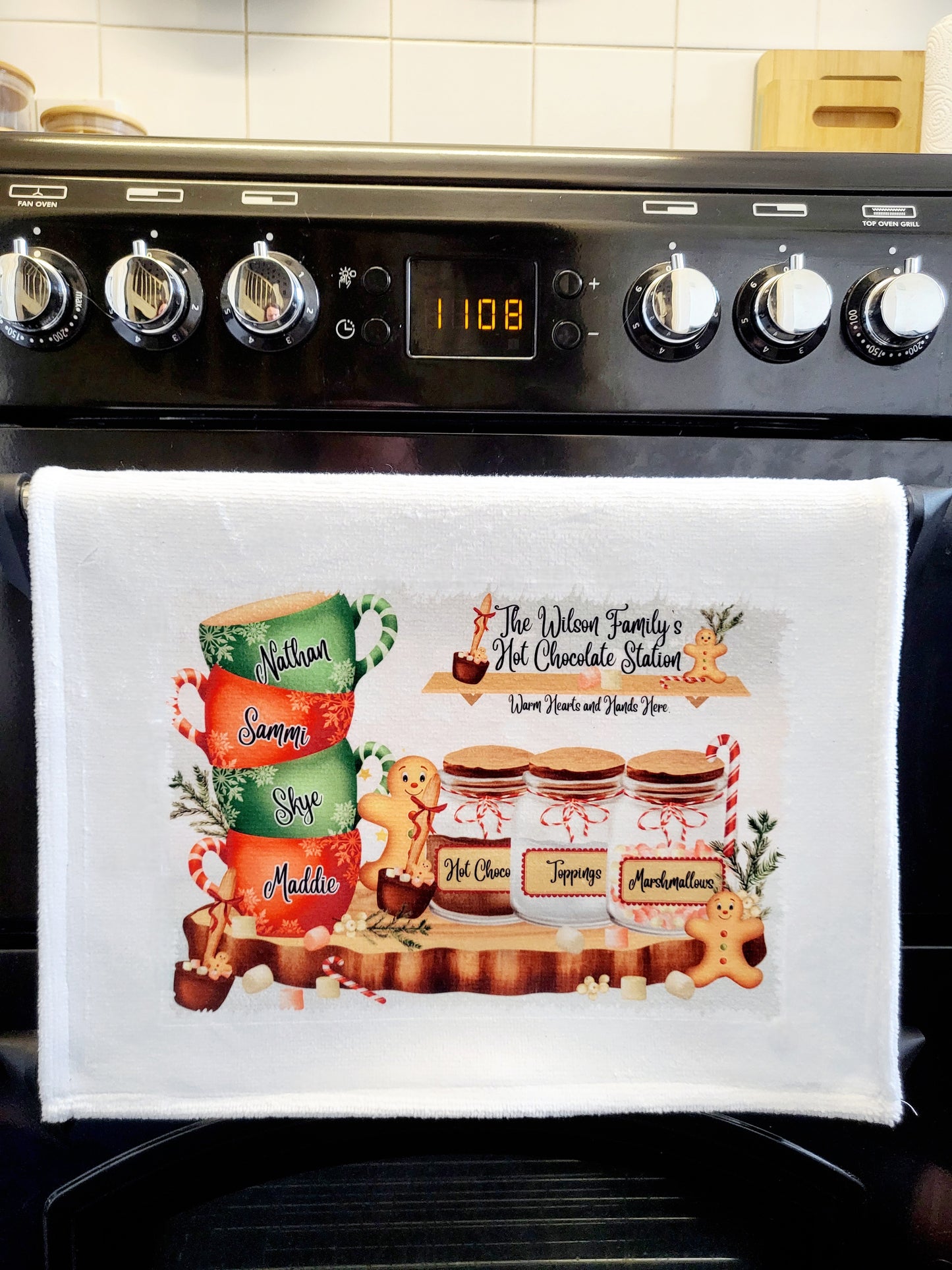 Personalised Hot Chocolate Station Tea Towel