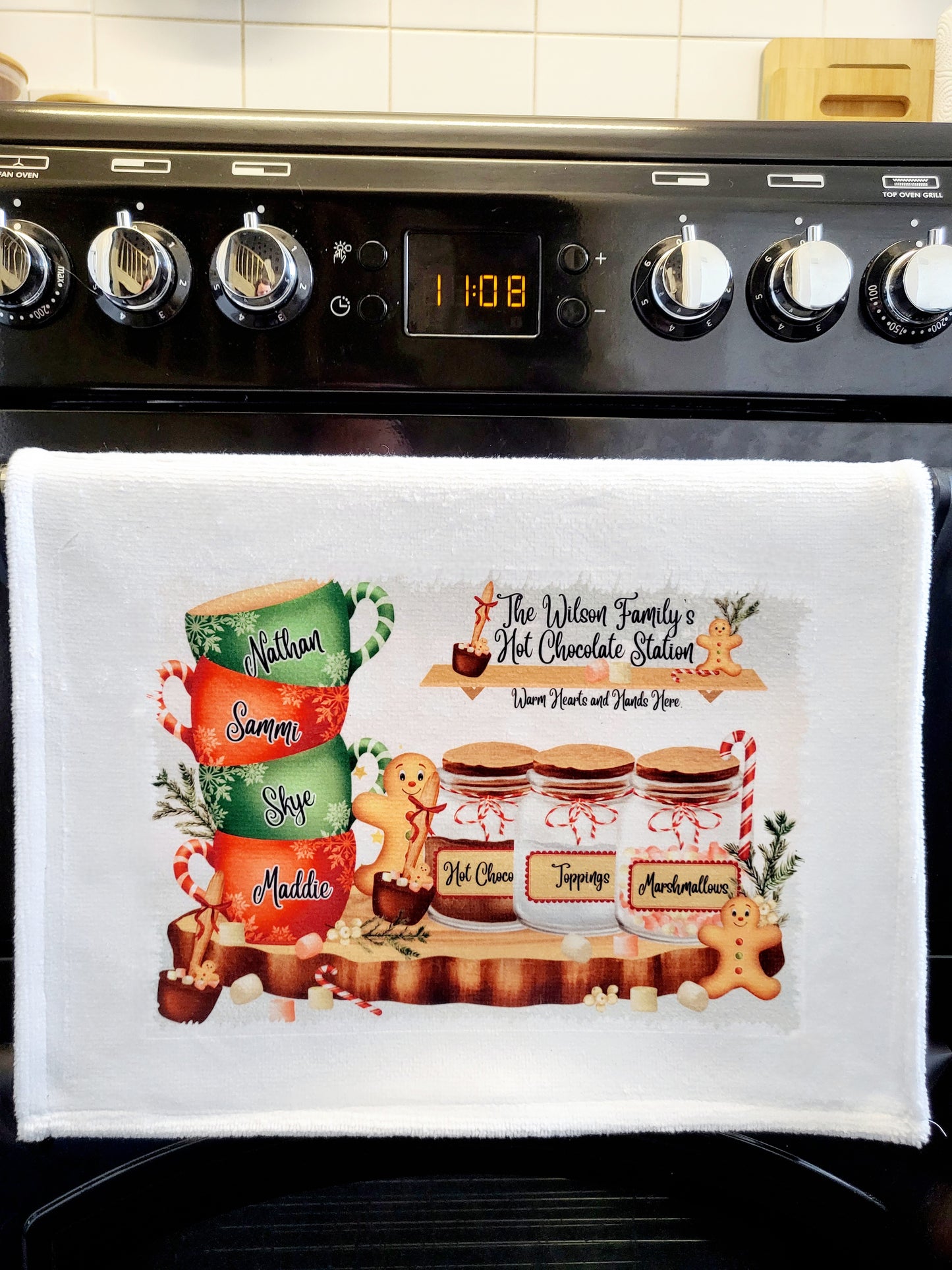 Personalised Hot Chocolate Station Tea Towel