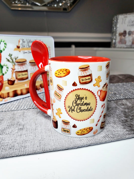 Personalised Hot Chocolate Station Mug with Spoon with Coaster Option