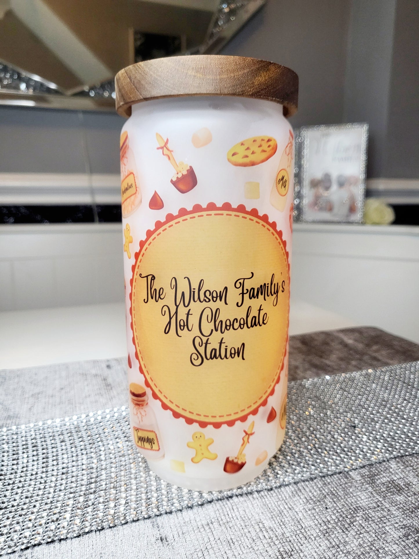 Personalised Hot Chocolate Station Glass Jar - 4 Sizes