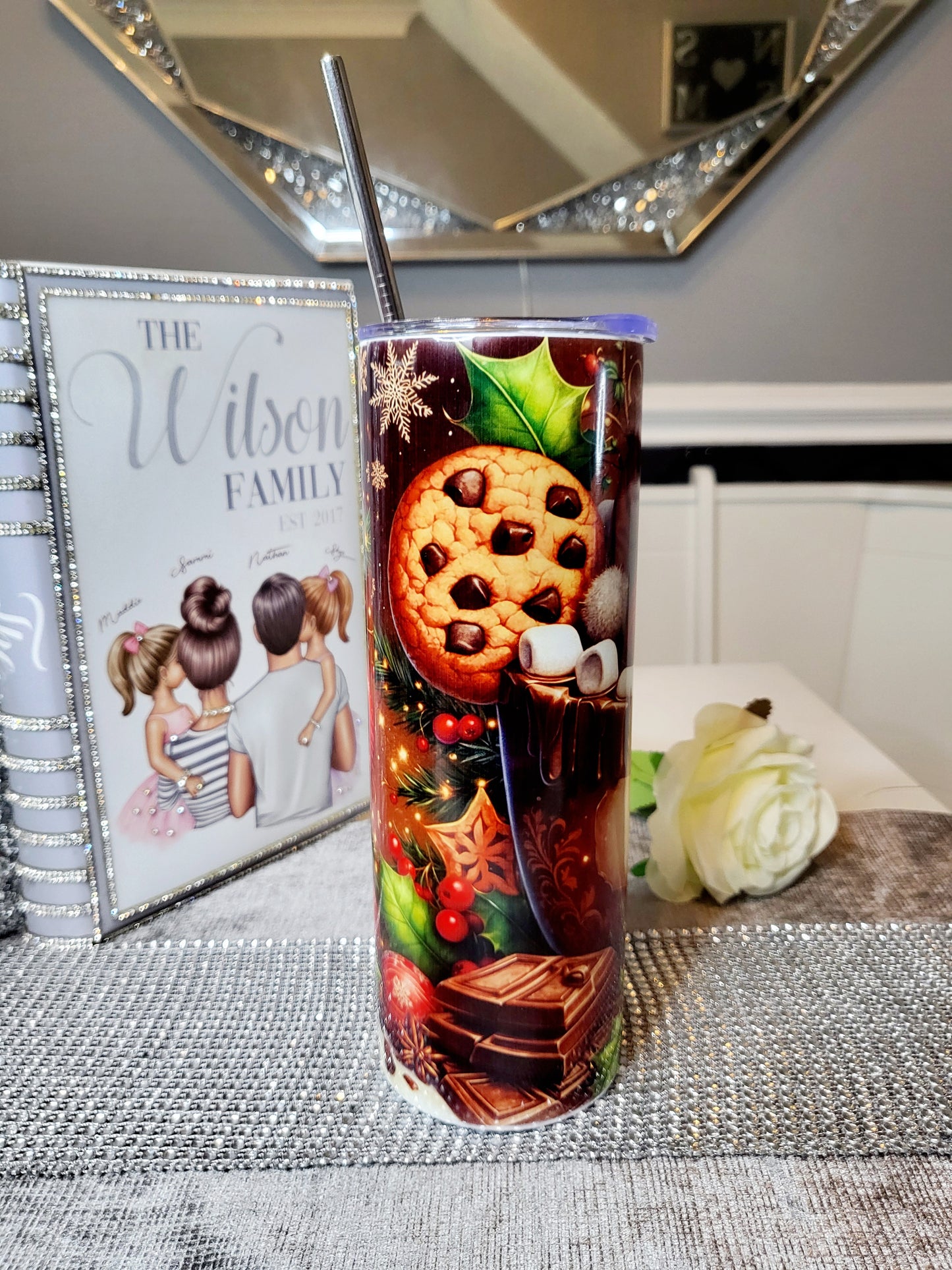 Personalised Santa 20oz Skinny Tumbler with Straw