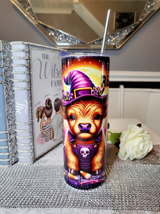 Personalised Halloween 20oz Skinny Tumbler with Straw