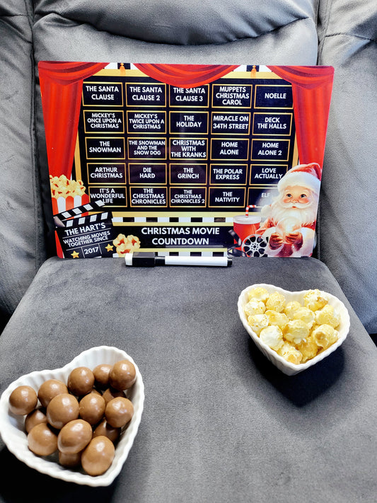 Personalised Christmas Movie Countdown Dry Wipe Board with Pen