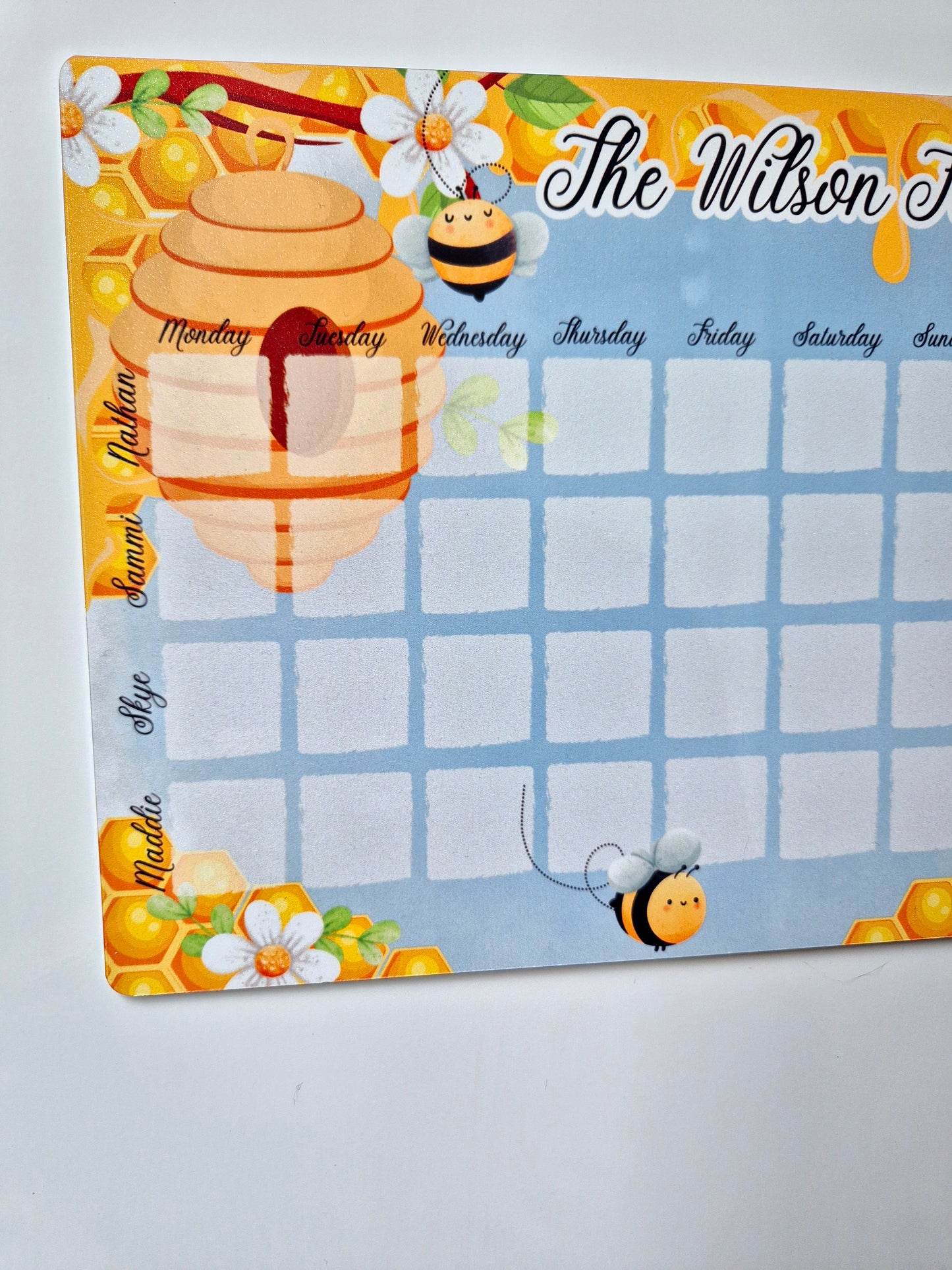 Personalised Bee Magnetic Dry Wipe Family Planner Board with Pen