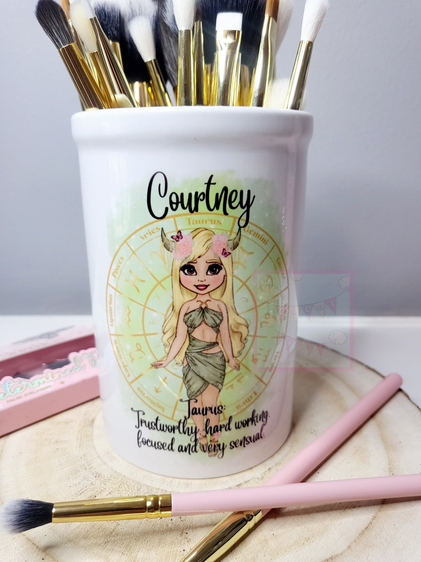 Personalised Zodiac Makeup Brush Pot