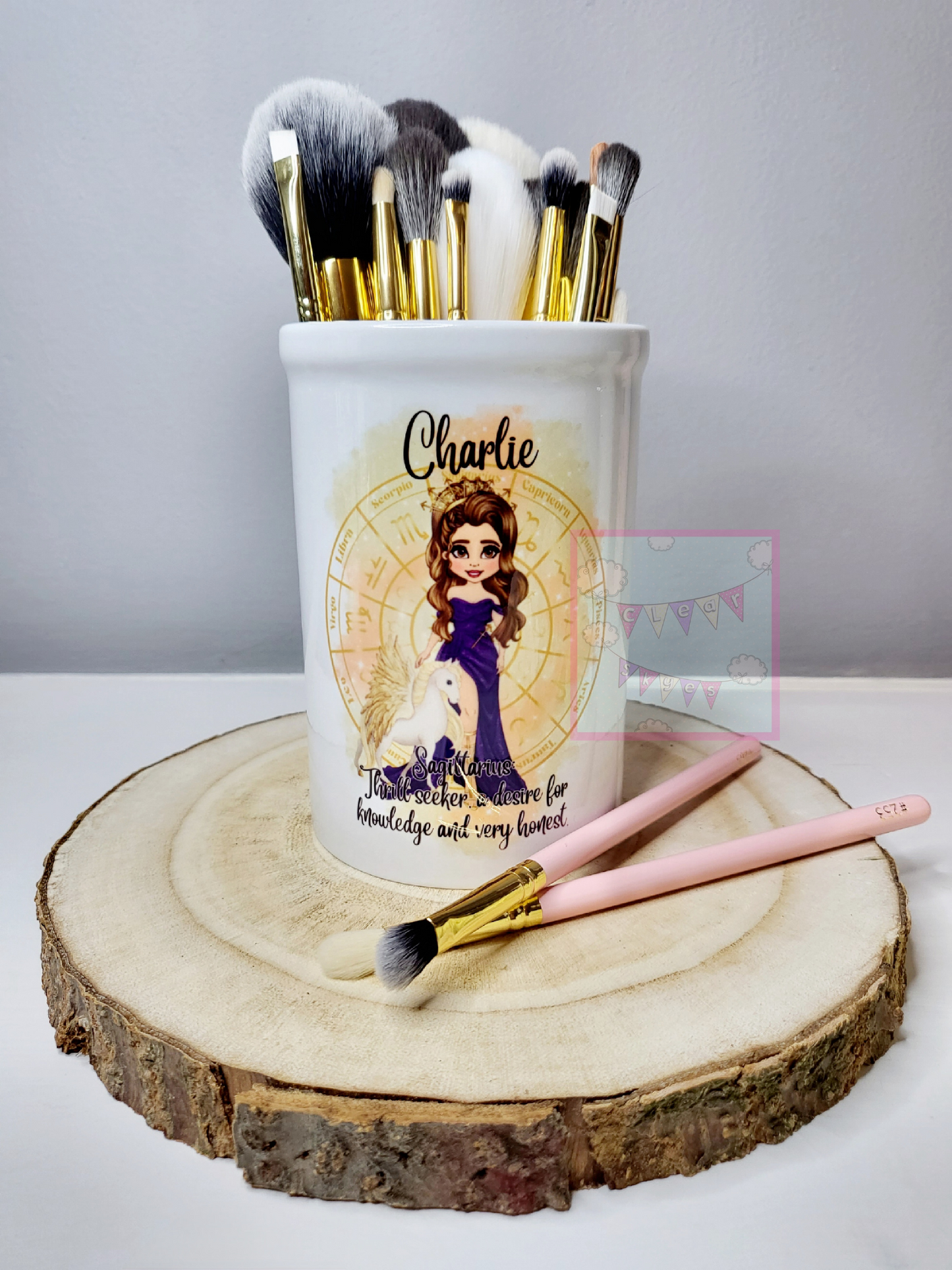 Personalised Zodiac Makeup Brush Pot