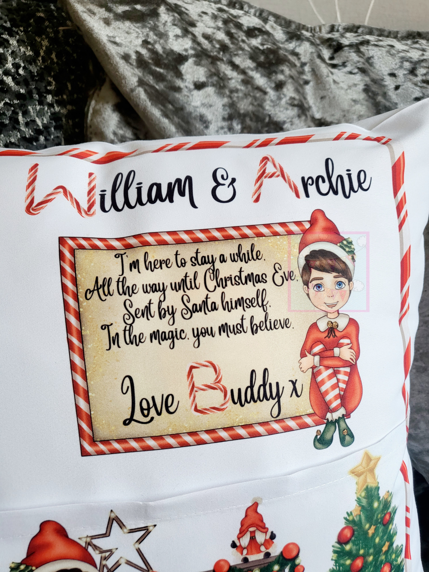 Personalised Elf Arrival Pocket Cushion