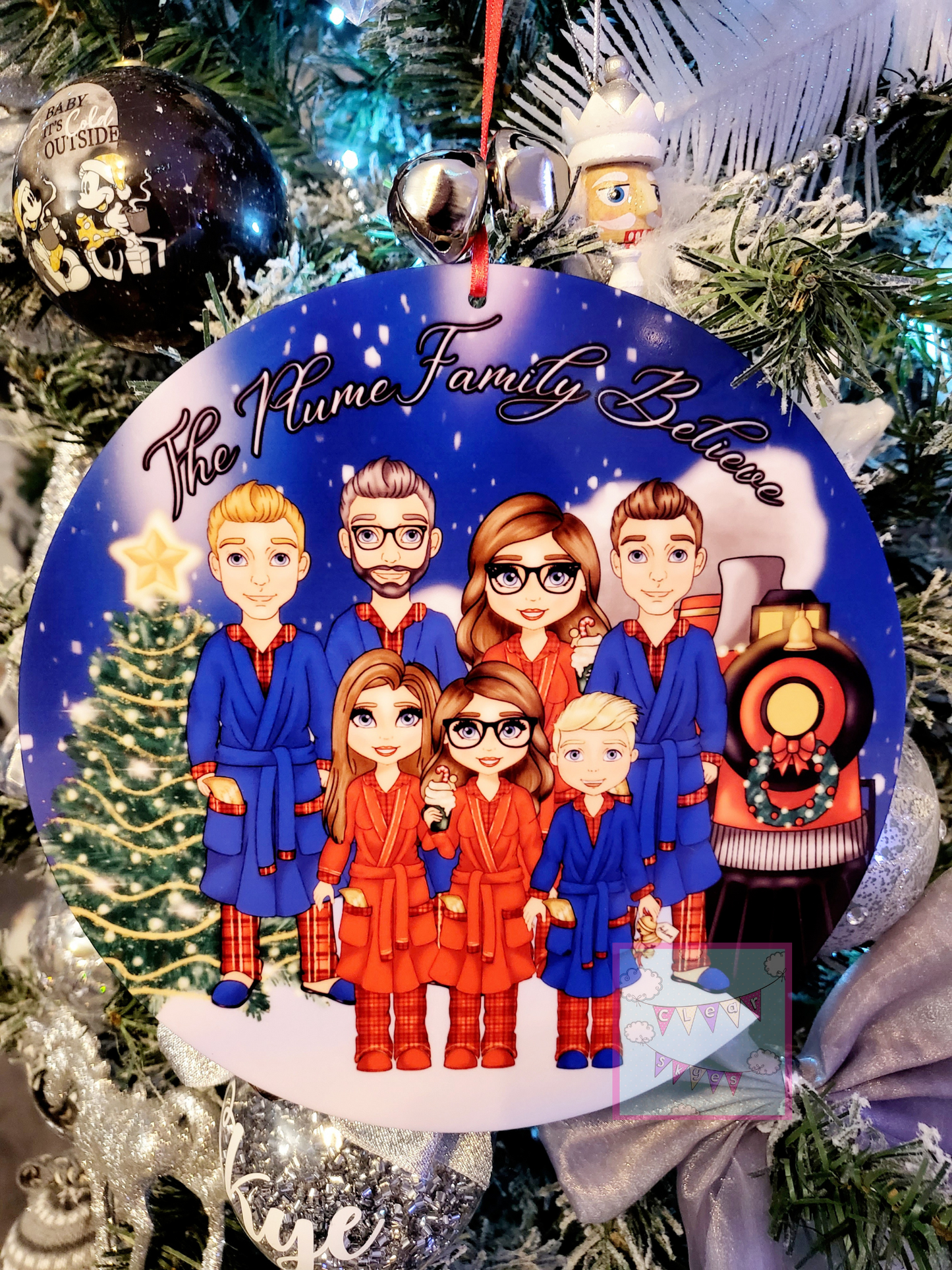 Personalised Family Christmas Door Bauble/Plaque