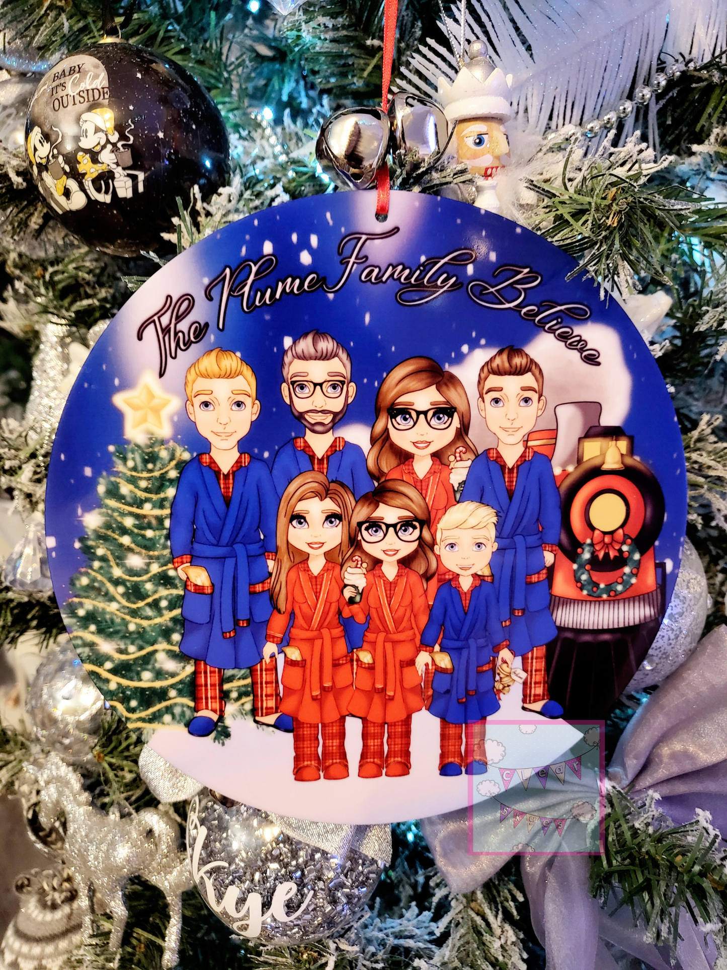 Personalised Family Christmas Door Bauble/Plaque