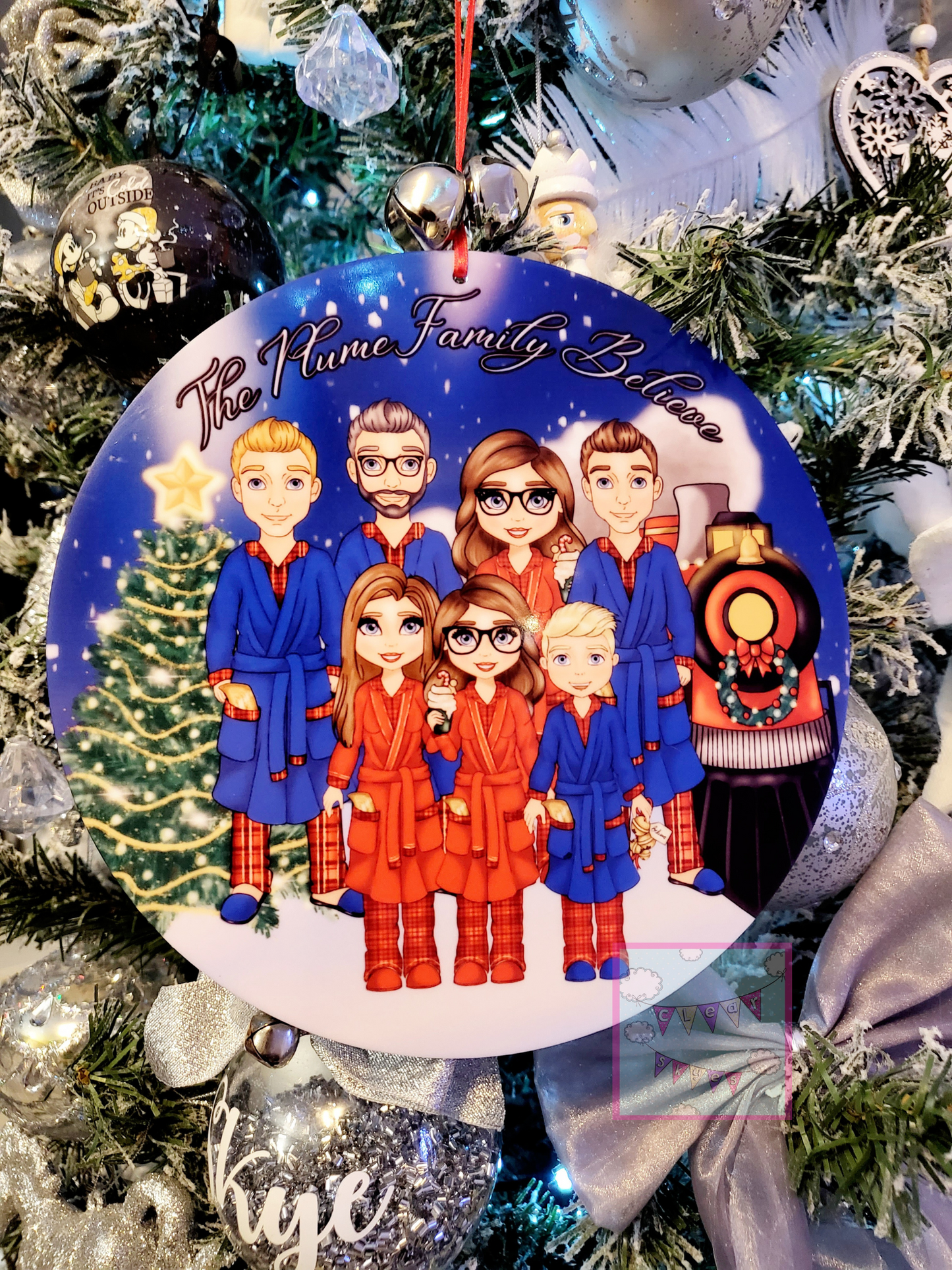 Personalised Family Christmas Door Bauble/Plaque