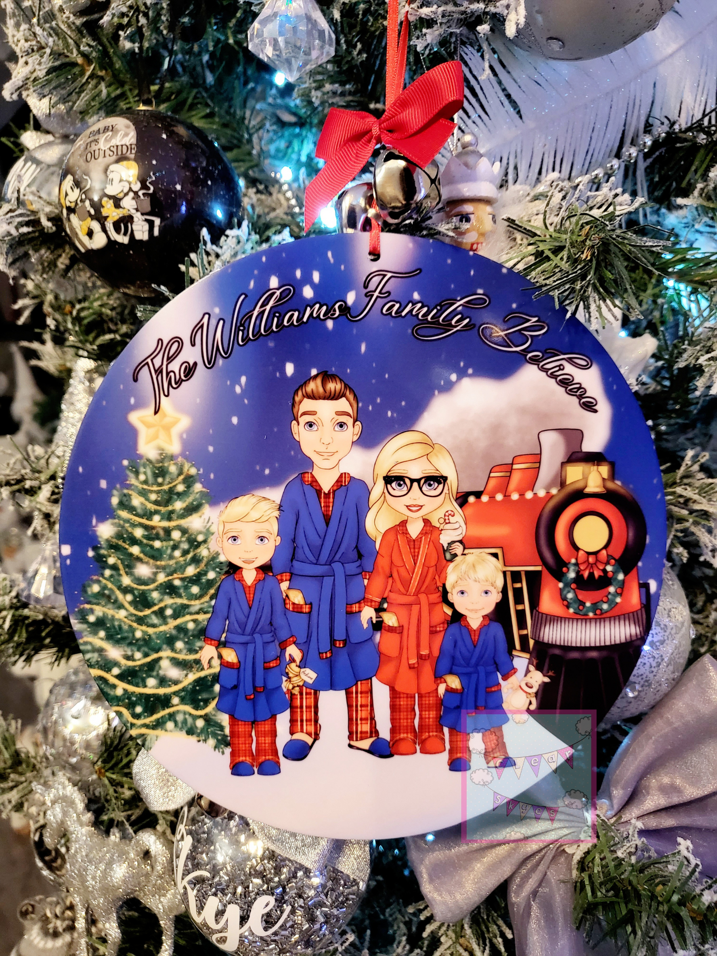 Personalised Family Christmas Door Bauble/Plaque