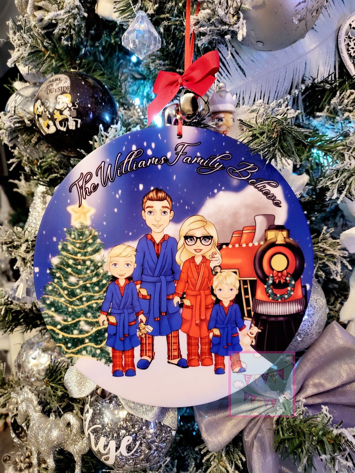 Personalised Family Christmas Door Bauble/Plaque