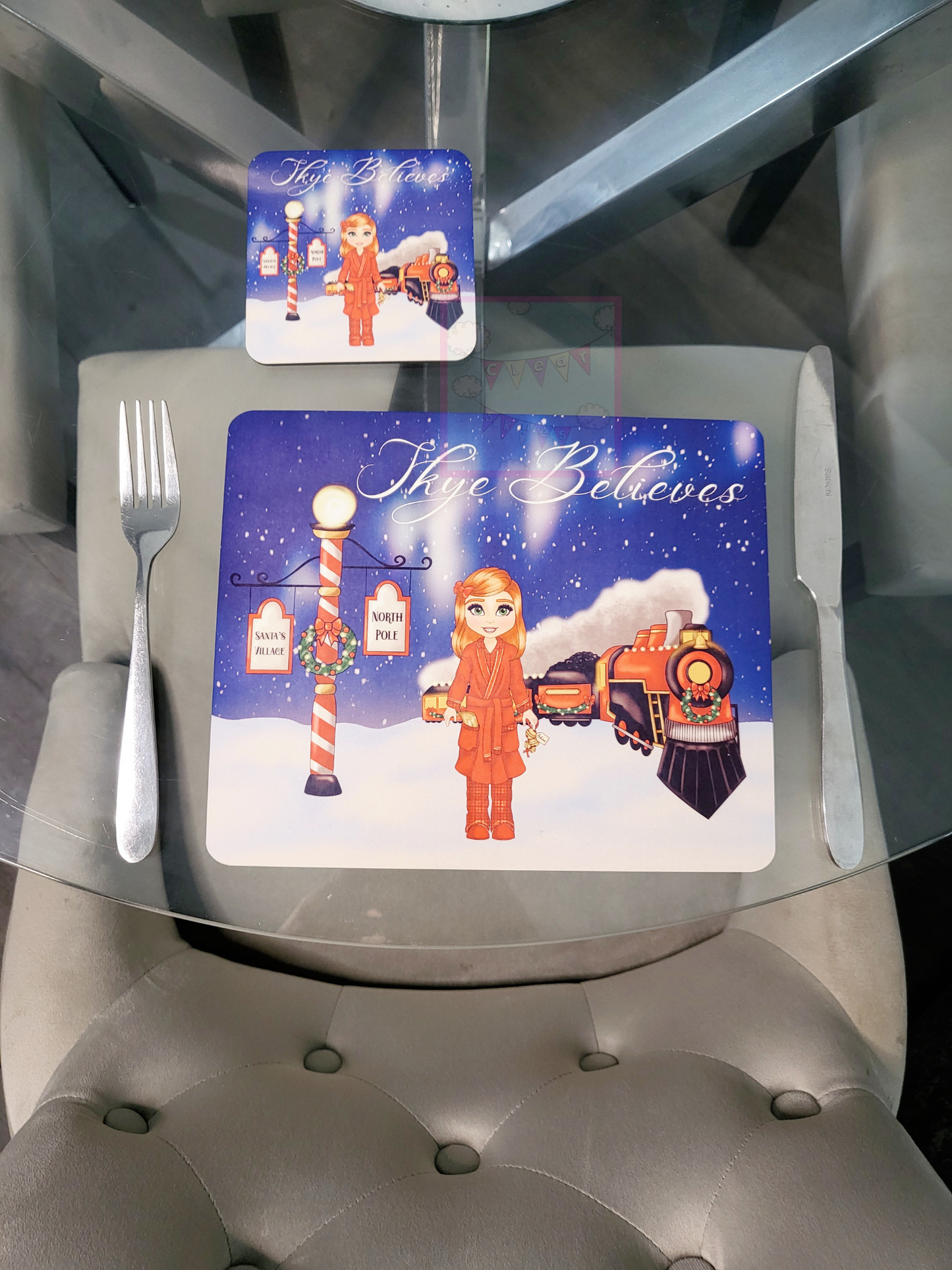 Personalised Christmas Placemat & Coaster Set