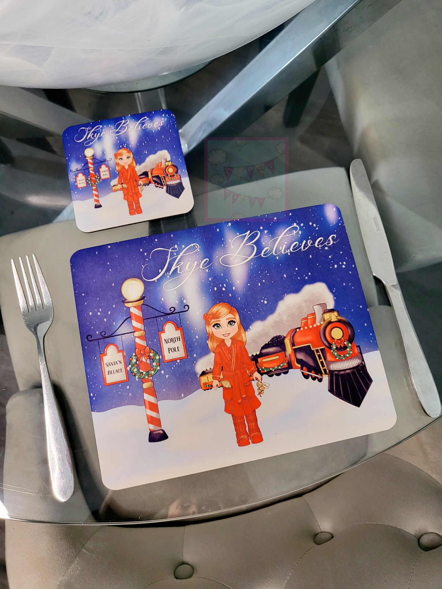 Personalised Christmas Placemat & Coaster Set