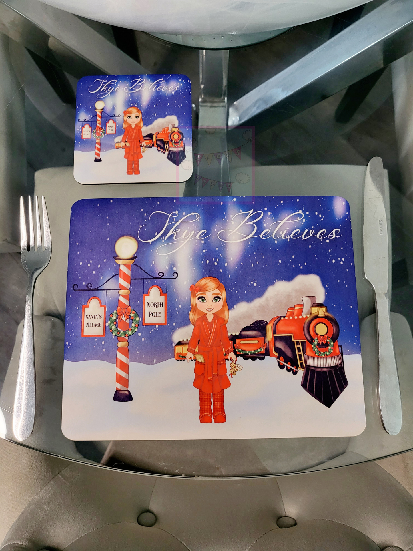 Personalised Christmas Placemat & Coaster Set