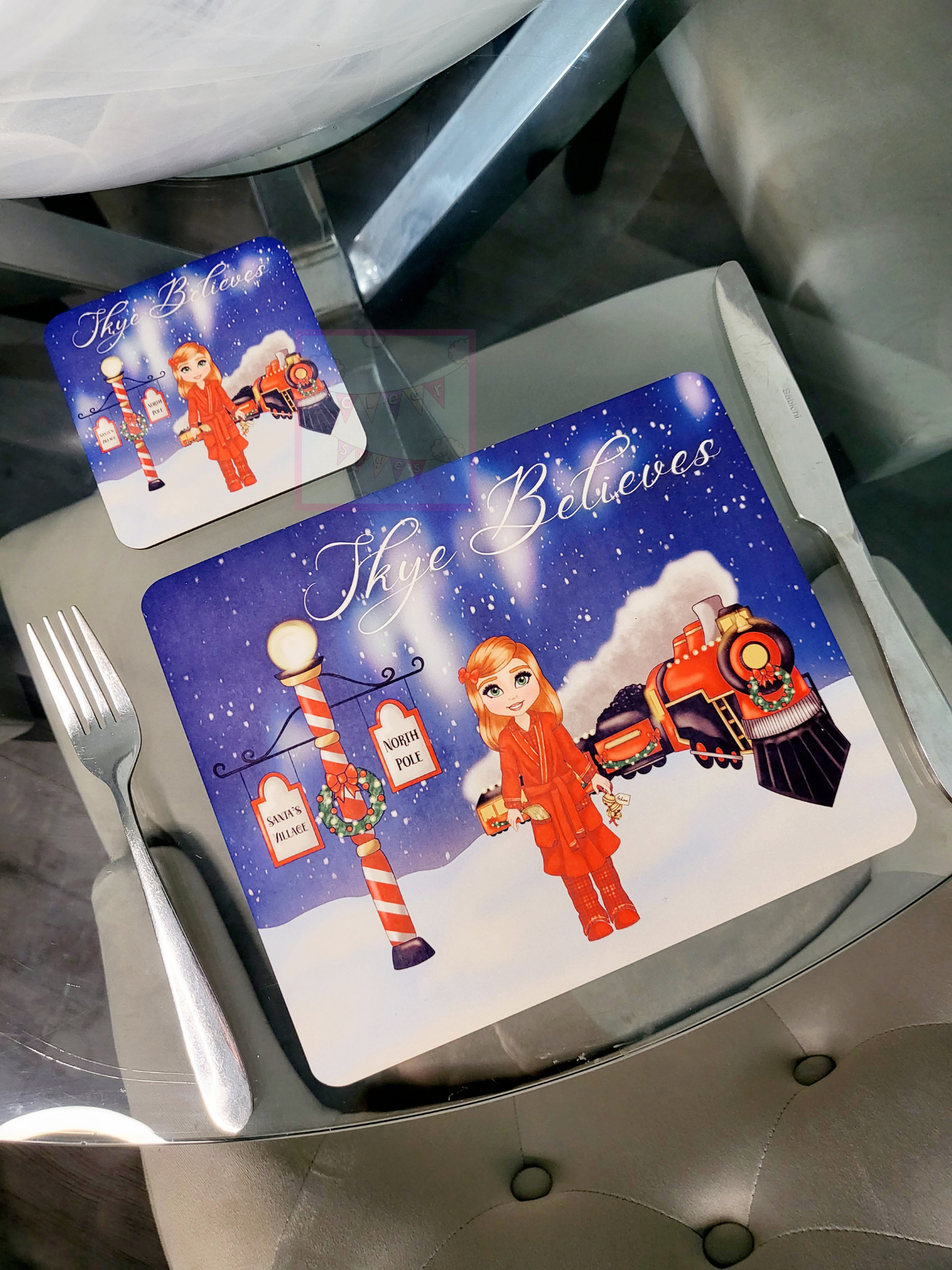 Personalised Christmas Placemat & Coaster Set