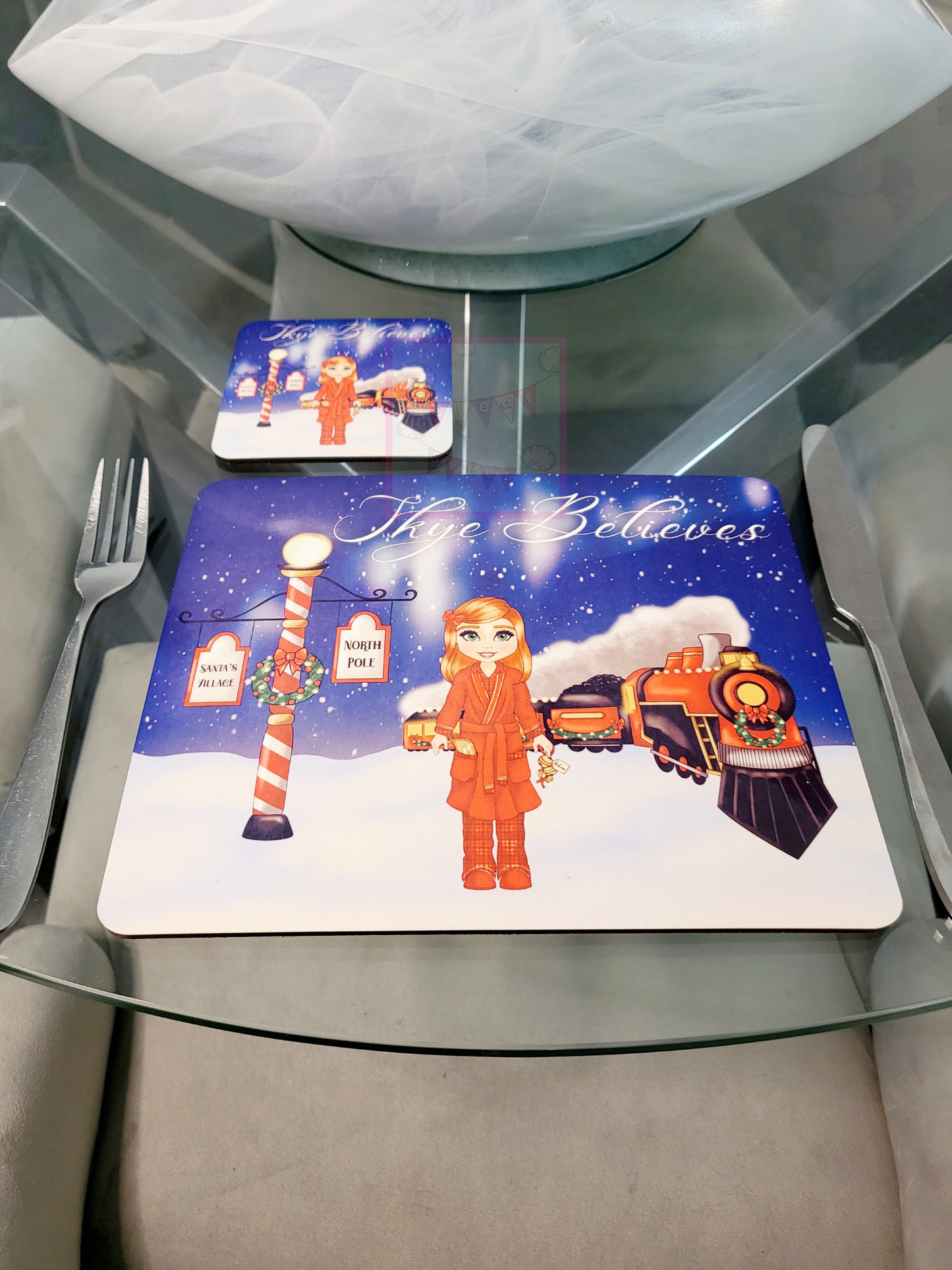 Personalised Christmas Placemat & Coaster Set