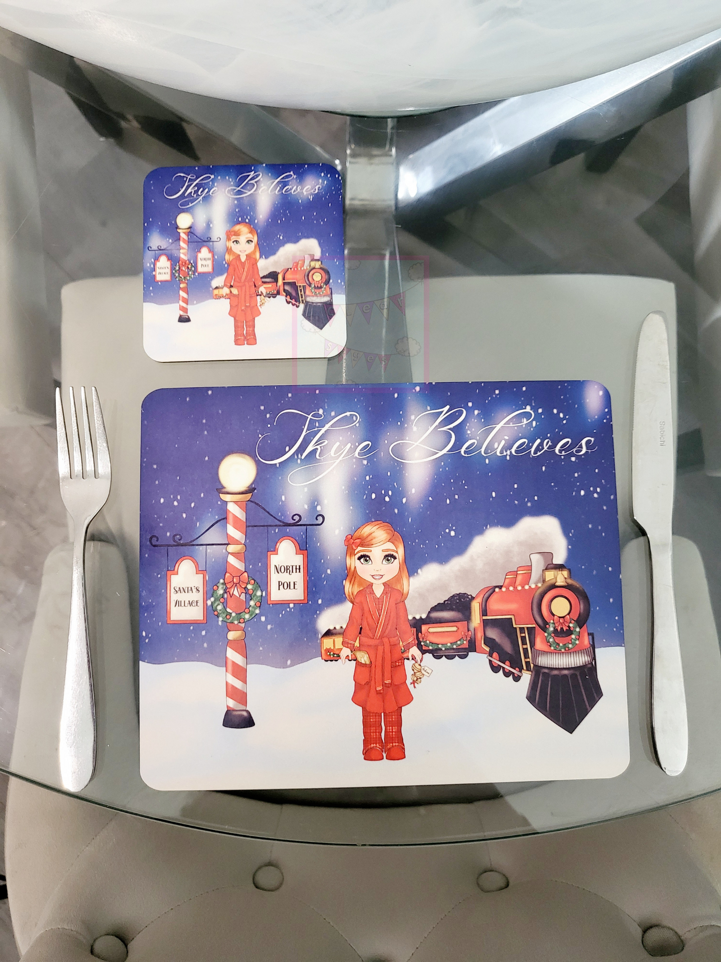 Personalised Christmas Placemat & Coaster Set