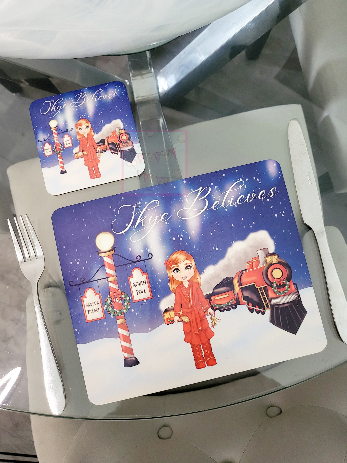 Personalised Christmas Placemat & Coaster Set