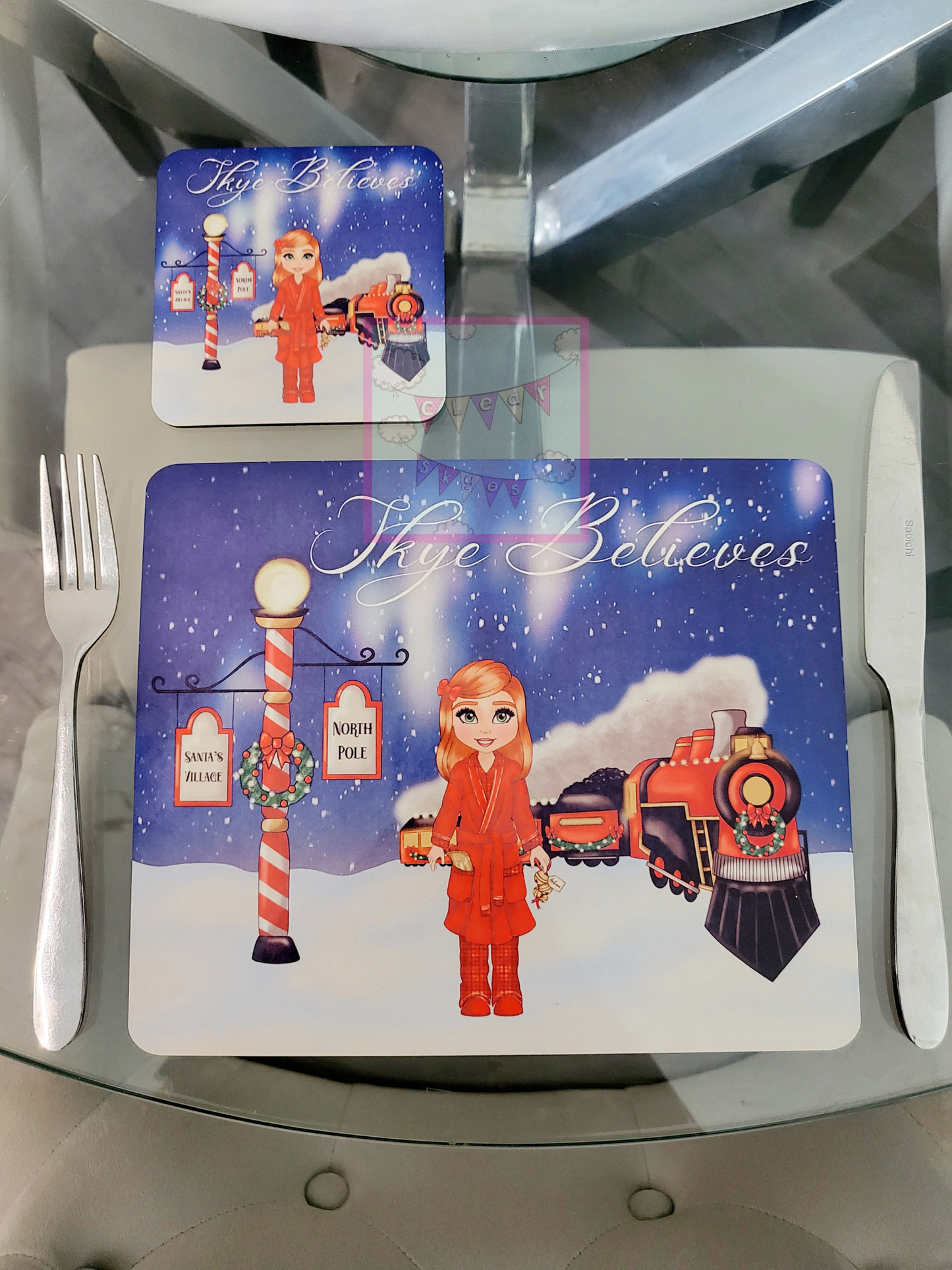 Personalised Christmas Placemat & Coaster Set