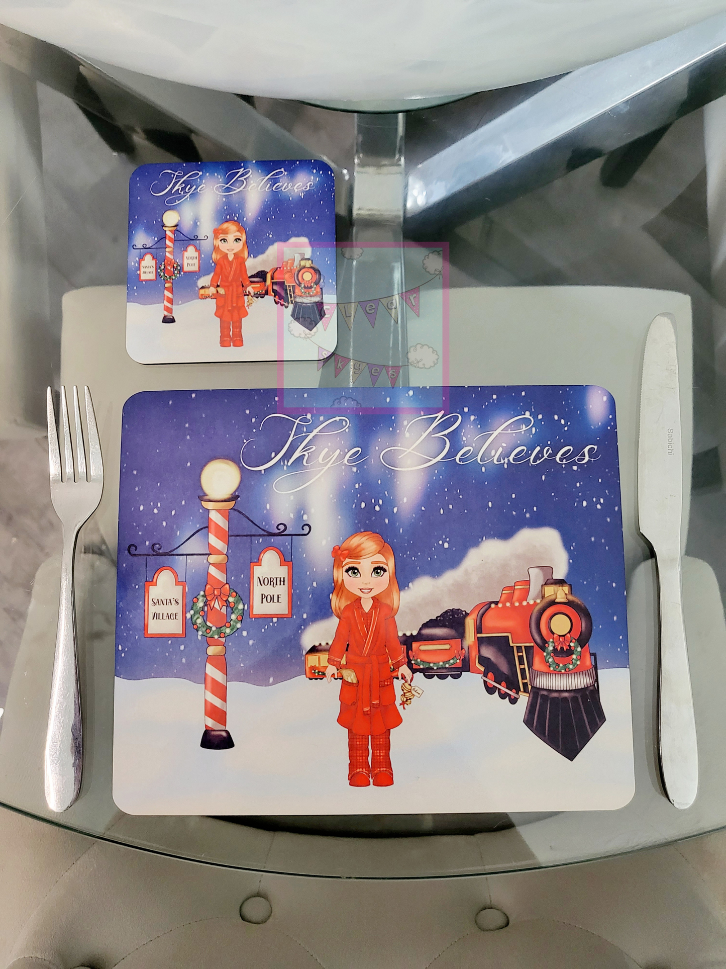 Personalised Christmas Placemat & Coaster Set