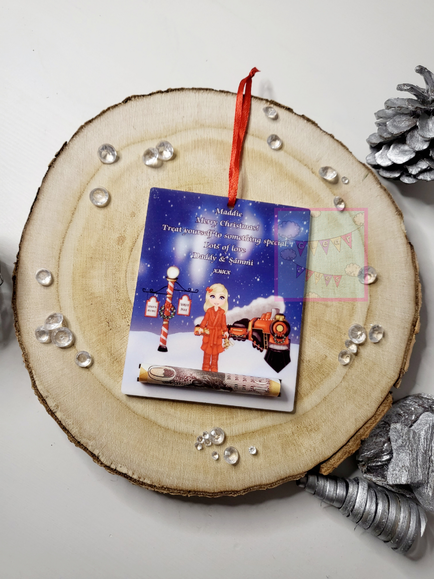 Personalised Christmas Money Holder Bauble - Christmas Scene