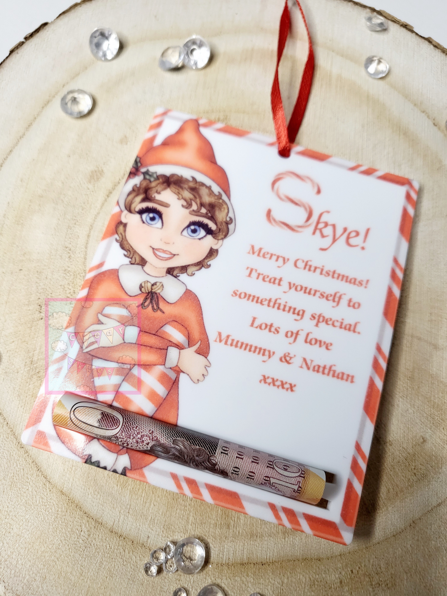 Personalised Christmas Money Holder Bauble - Elf