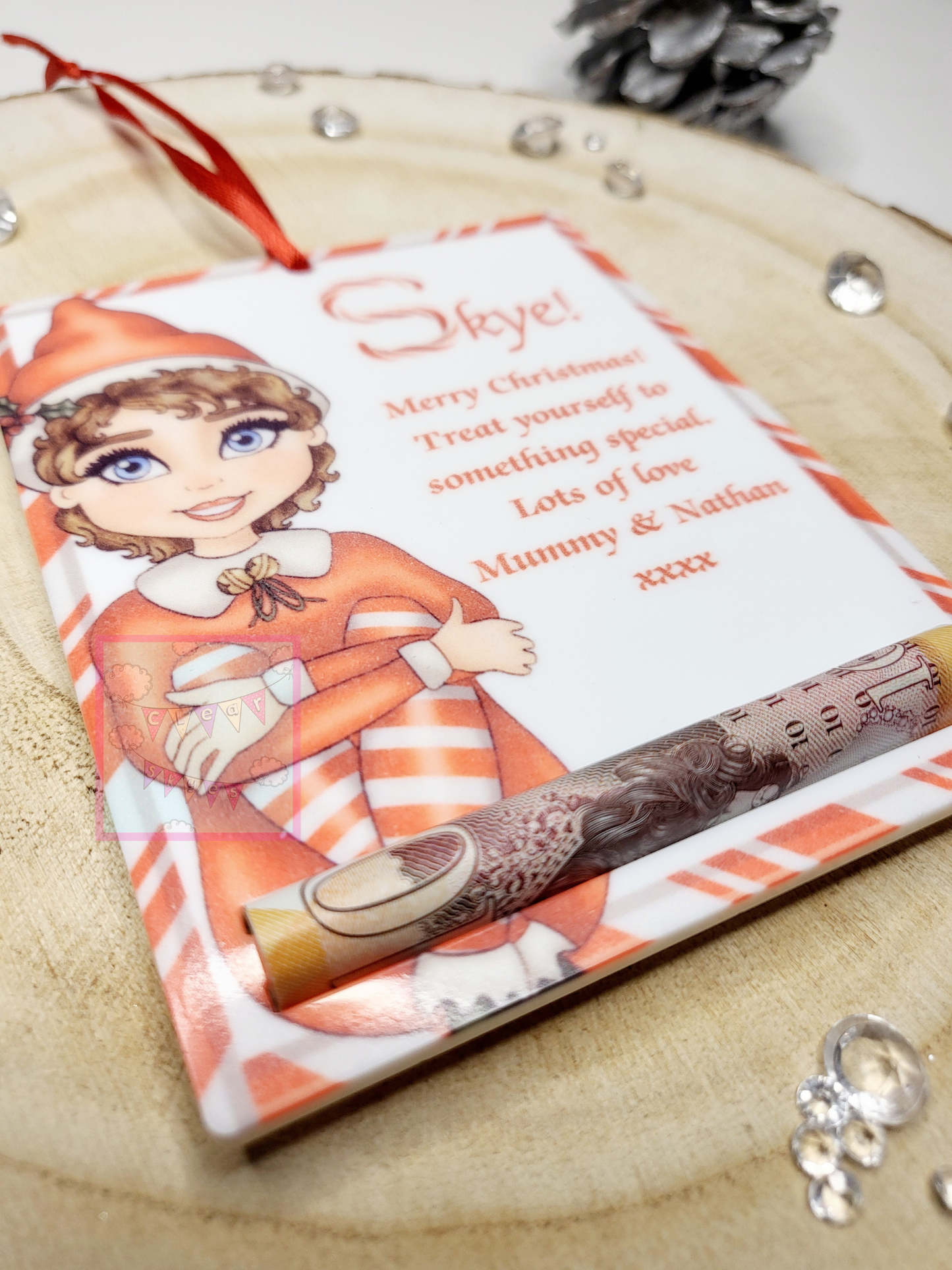 Personalised Christmas Money Holder Bauble - Elf