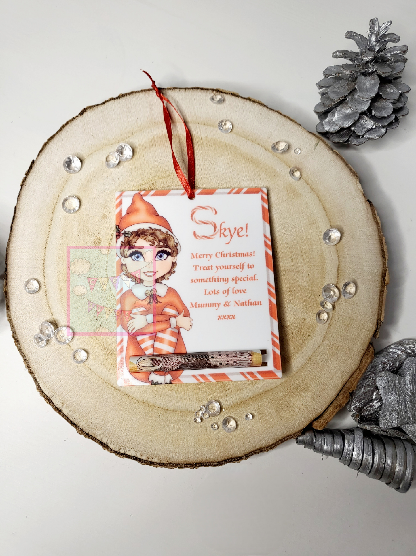 Personalised Christmas Money Holder Bauble - Elf